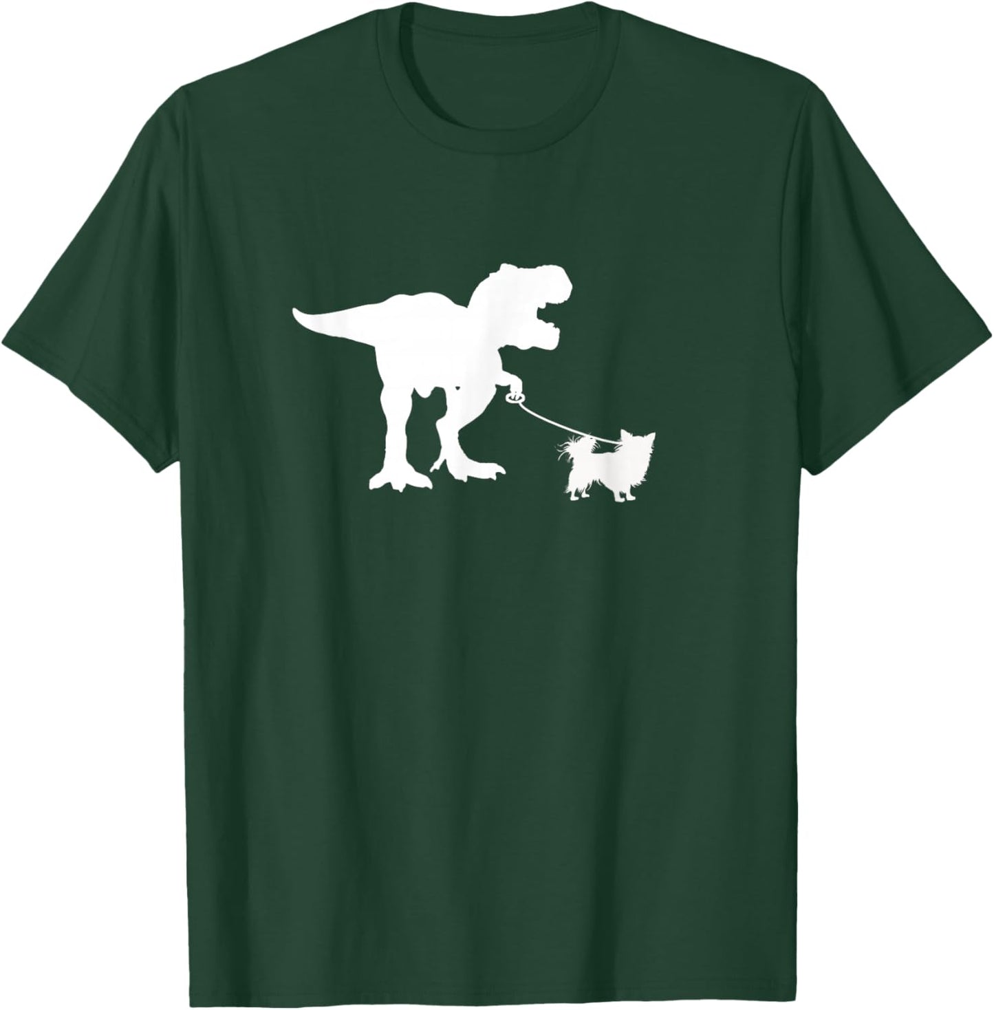 T-Rex Walking Long Haired Chihuahua Tyrannosaurs T Rex T-Shirt - T-Shirt | Forest