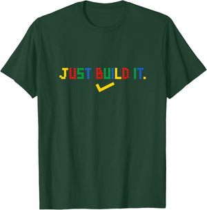 Just Build It Master Builder Building Block Boys Girls Small T-Shirt - T-Shirt | Forest