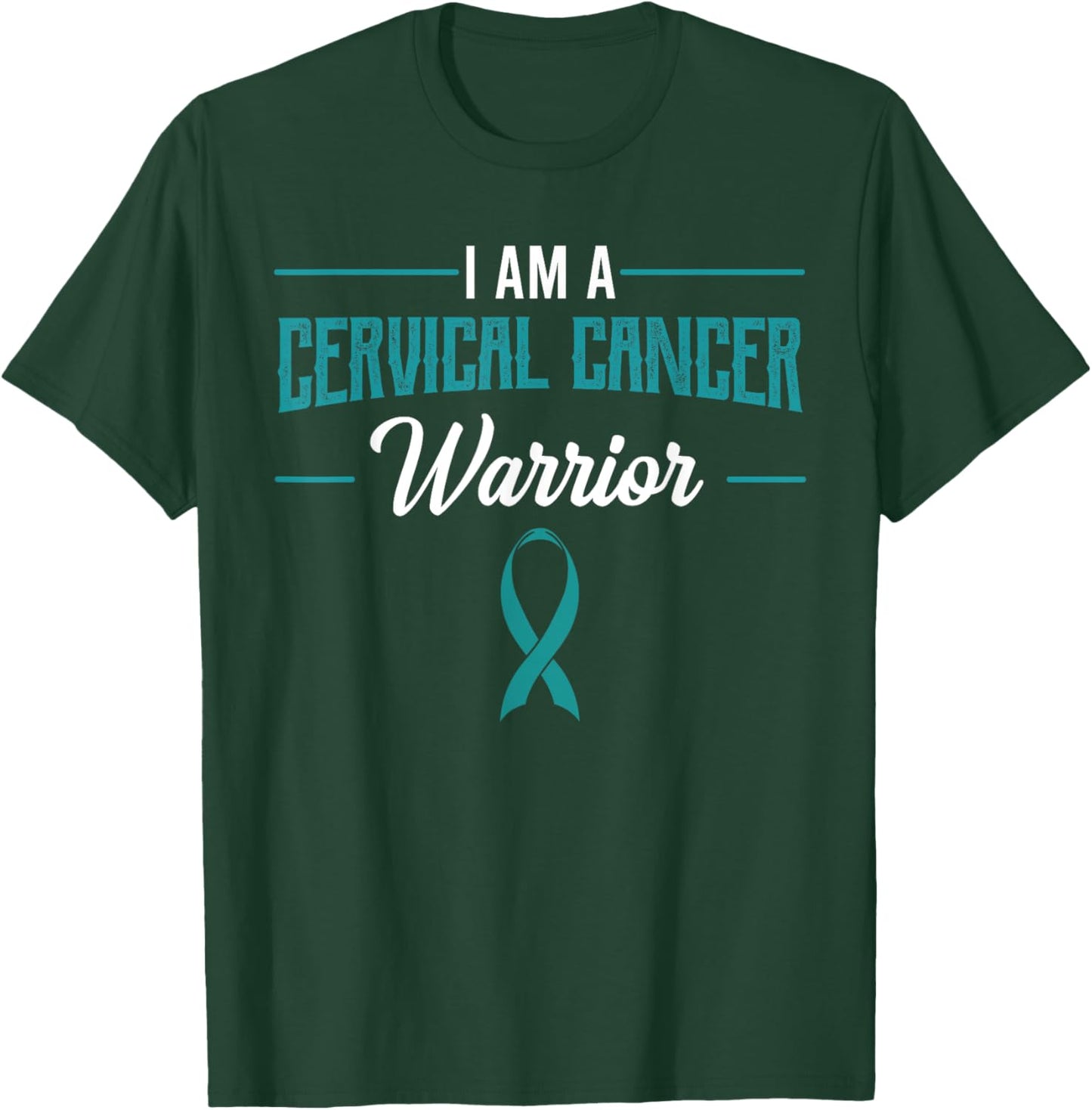 Cervical Cancer Warrior Teal White Squamous Cell Carcinomas T-Shirt - T-Shirt | Forest