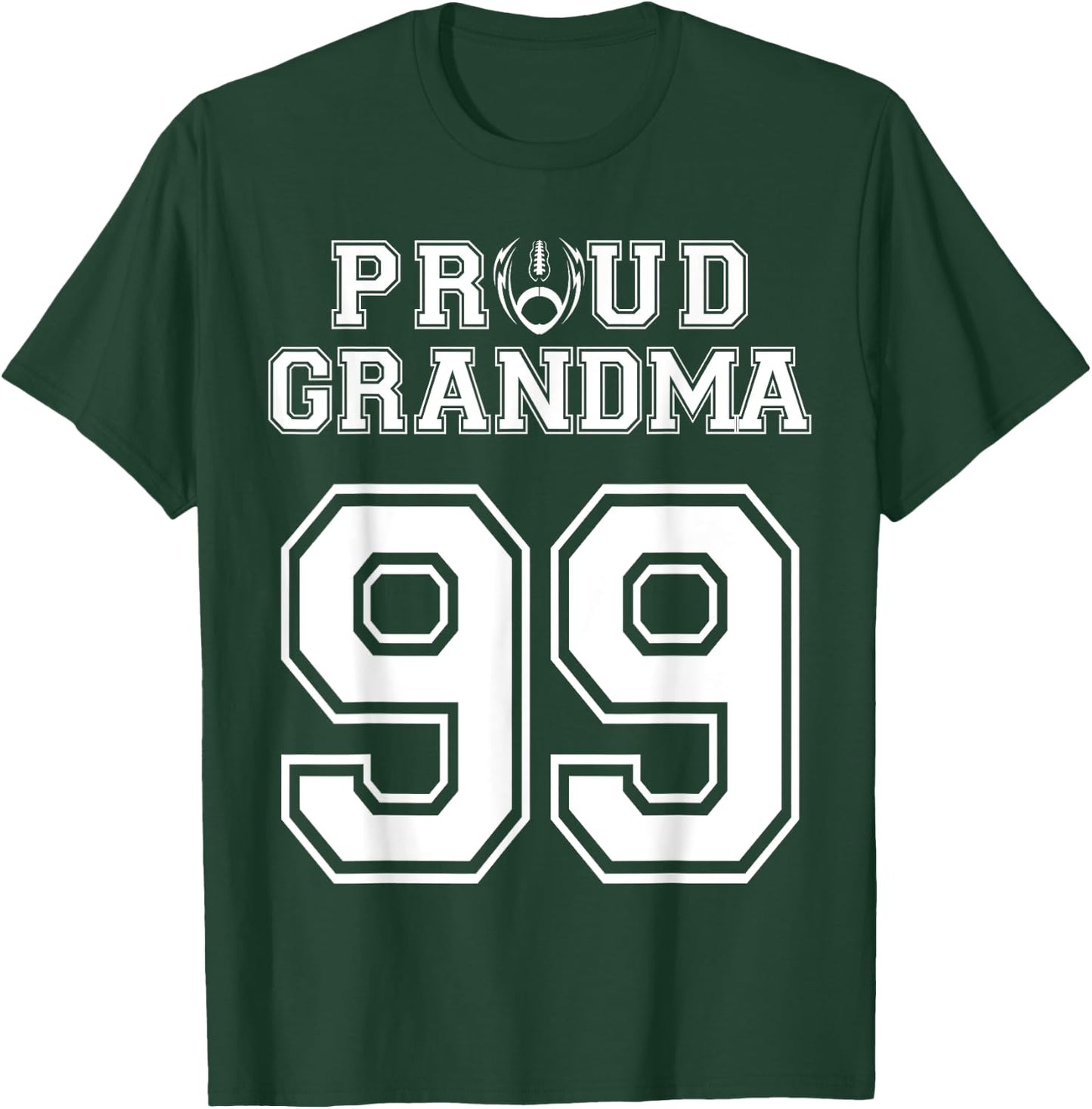 Custom Proud Football Grandma Number 99 Personalized Women T-Shirt - T-Shirt | Forest