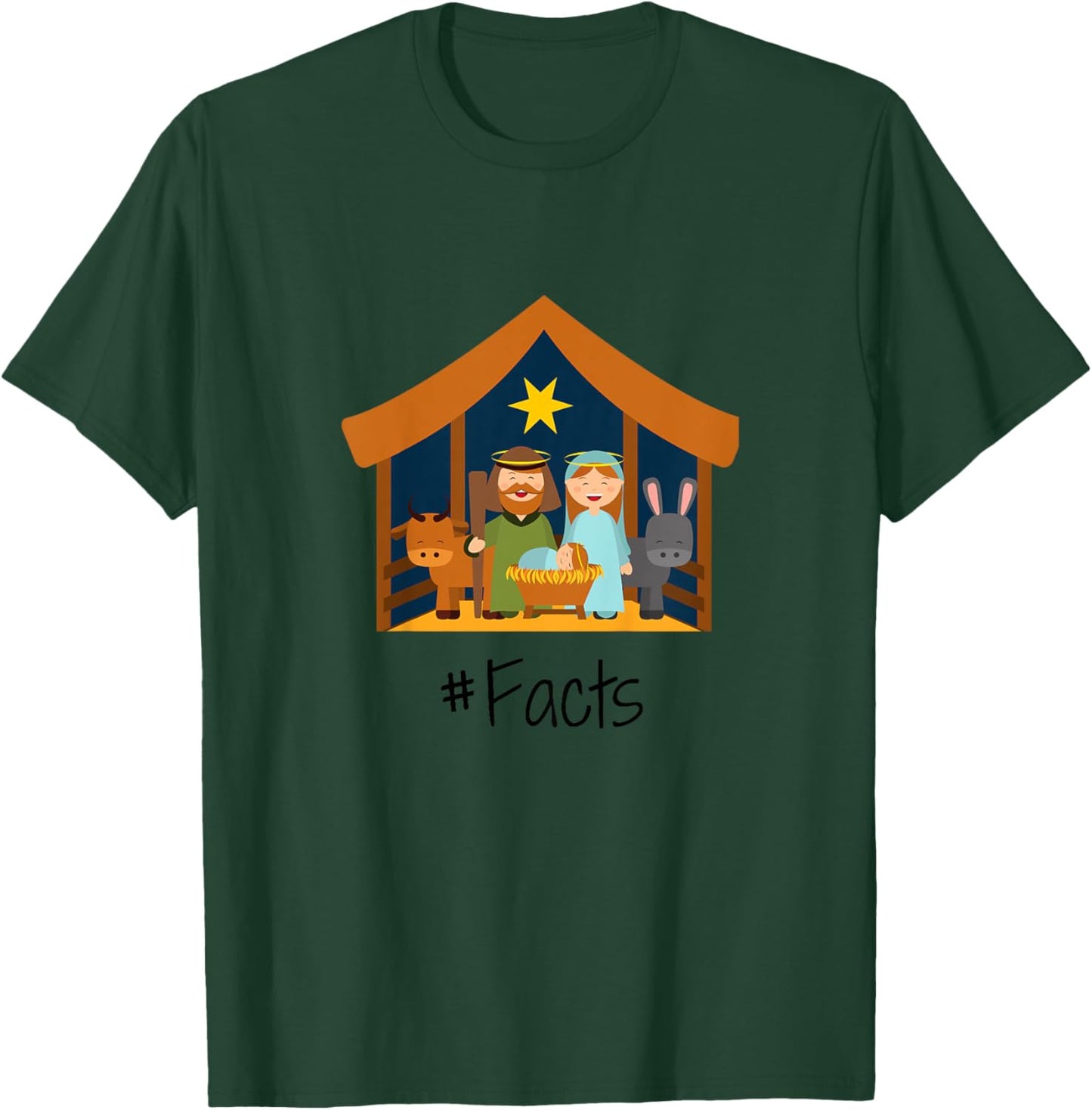 Kids Christmas Nativity Scene Manger Baby Jesus Mary Christian T-Shirt - T-Shirt | Forest