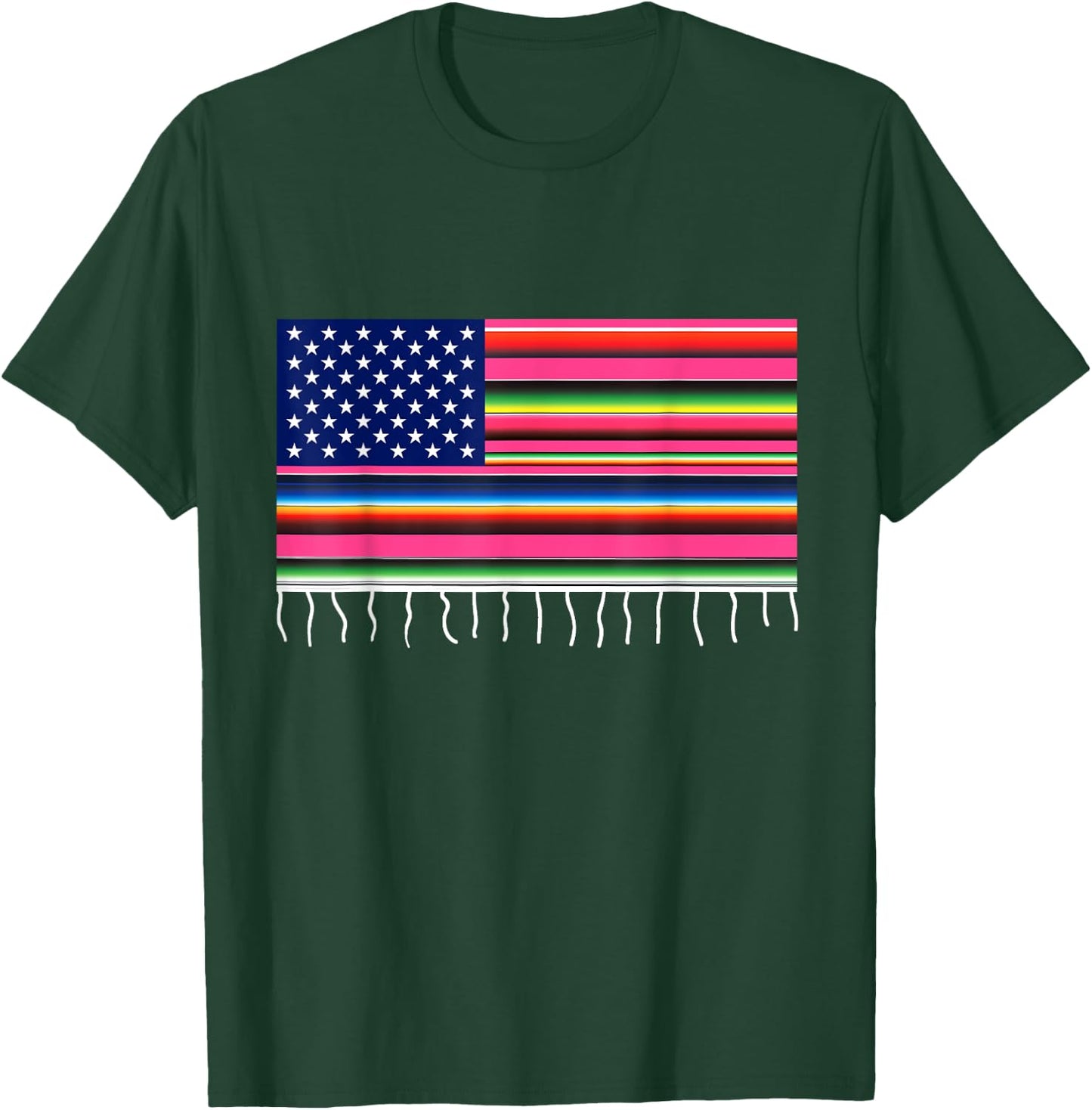Mexican American Flag USA Serape Cinco De Mayo Party Kids Men T-Shirt - T-Shirt | Forest