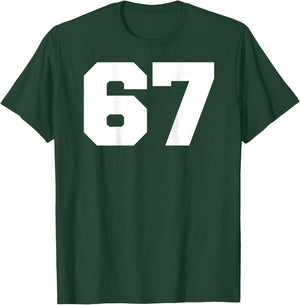 Number 67 Sports Jersey Player #67 Fan Back Print Varsity T-Shirt - T-Shirt | Forest