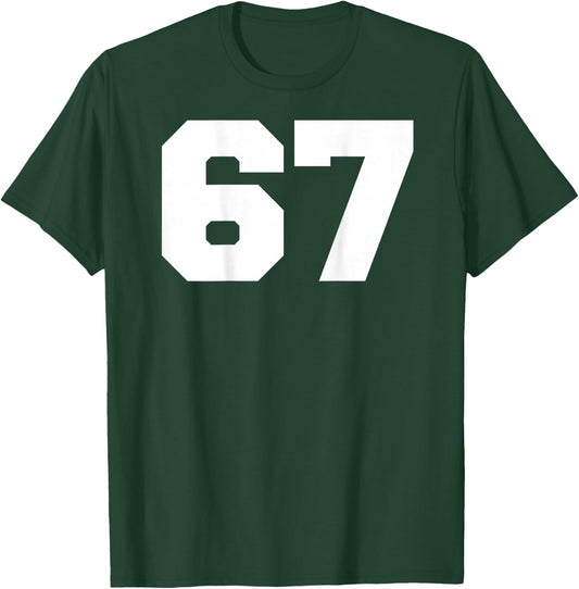 Number 67 Sports Jersey Player #67 Fan Back Print Varsity T-Shirt - T-Shirt | Forest