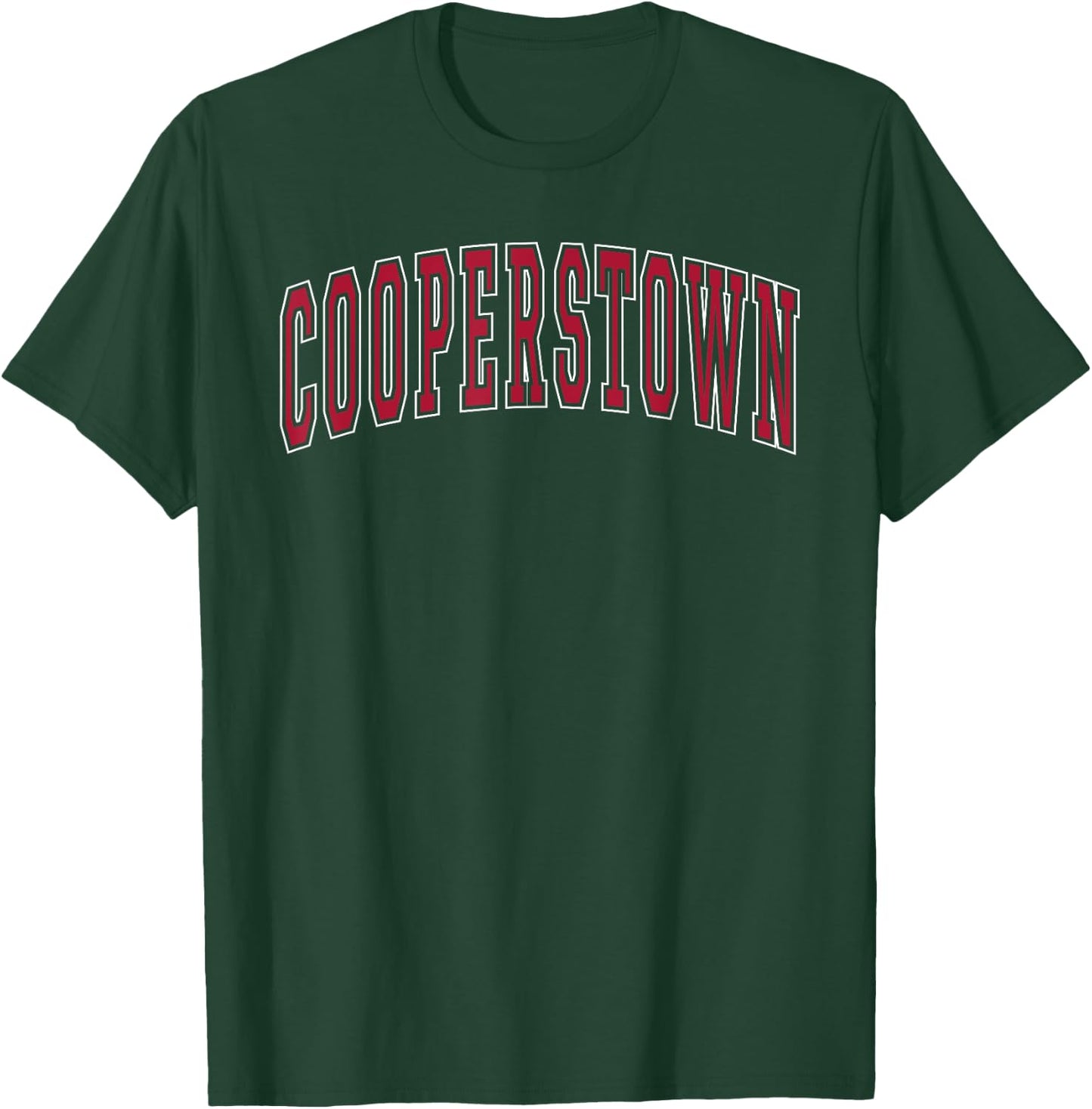 Cooperstown New York Souvenir College Style Red Text T-Shirt - T-Shirt | Forest