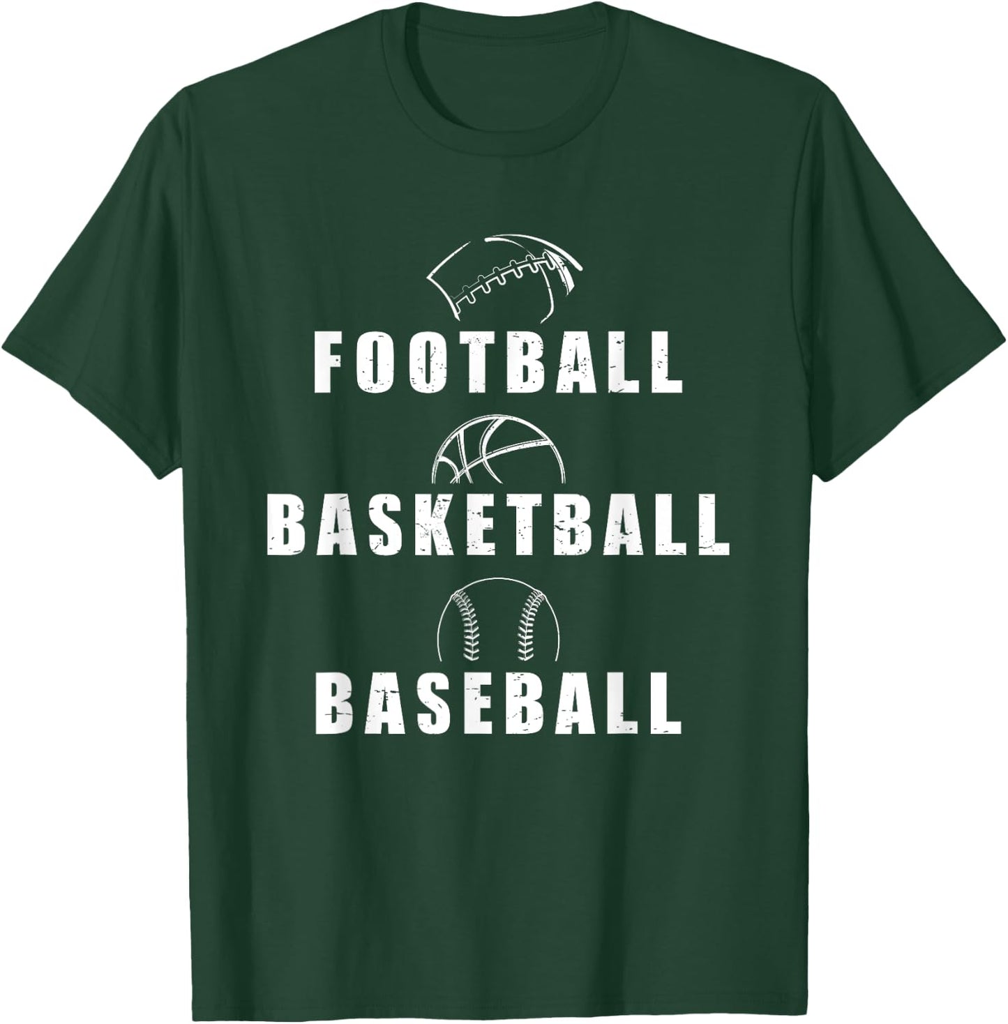 3 Sport Athletes Football, Basketball, Baseball Multi Sport T-Shirt - T-Shirt | Forest