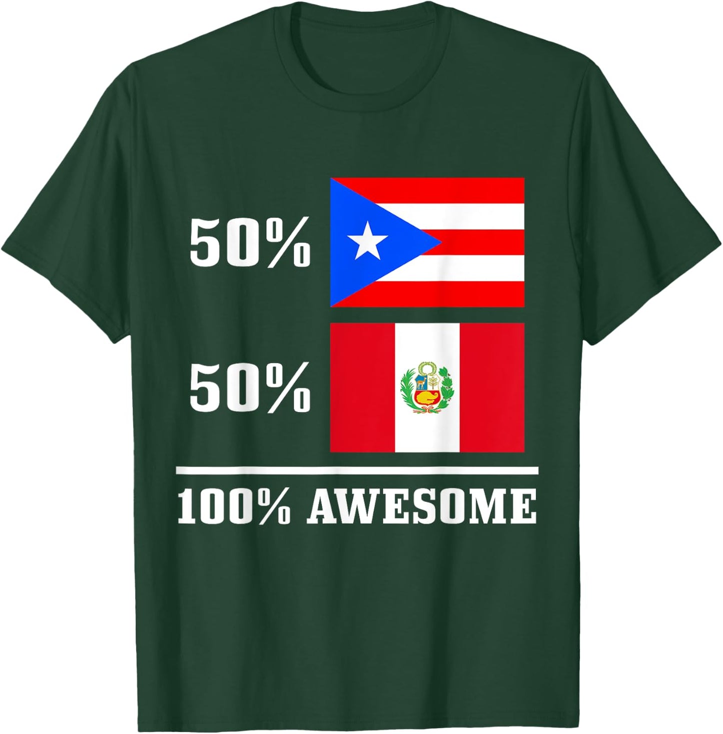 50% Puerto Rico 50% Peru Puerto Rican Peruvian Flag Pride T-Shirt - T-Shirt | Forest