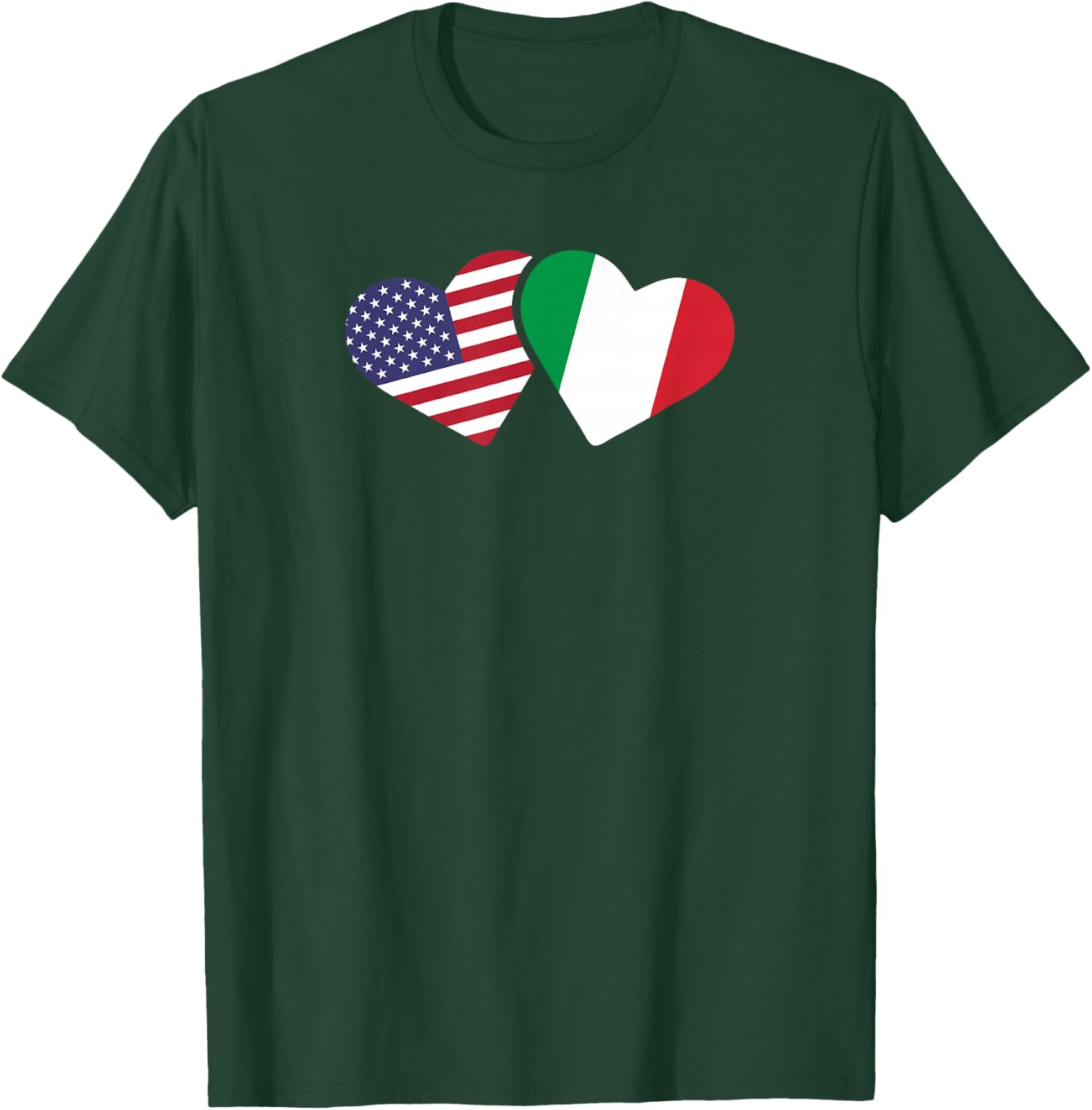 Italy USA Flag T Shirt Heart Italian American Love T-Shirt - T-Shirt | Forest