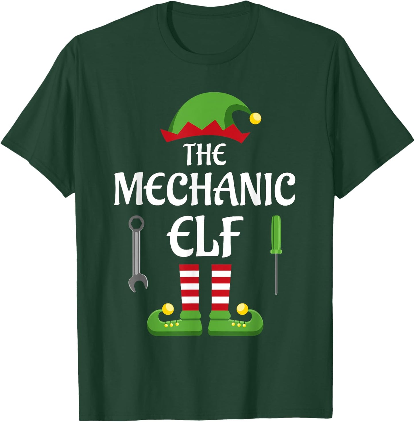 Mechanic Elf Family Matching Group Christmas T-Shirt - T-Shirt | Forest