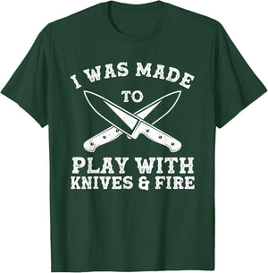 Funny Chef Design Women Chef Knife Kitchen Apparel T-Shirt - T-Shirt | Forest