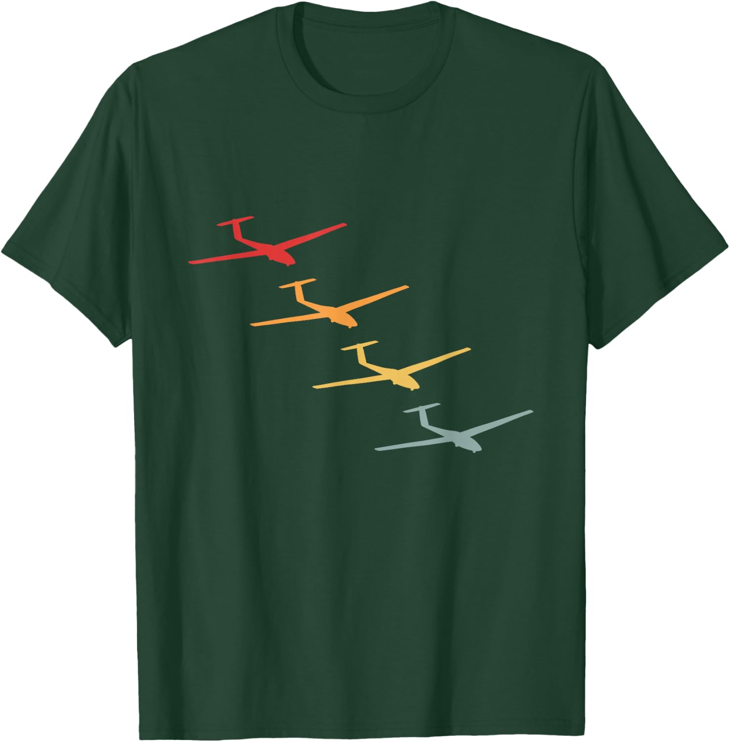 Glider Gliding Plane Retro Sailplane Flying Pilot Aviation T-Shirt - T-Shirt | Forest