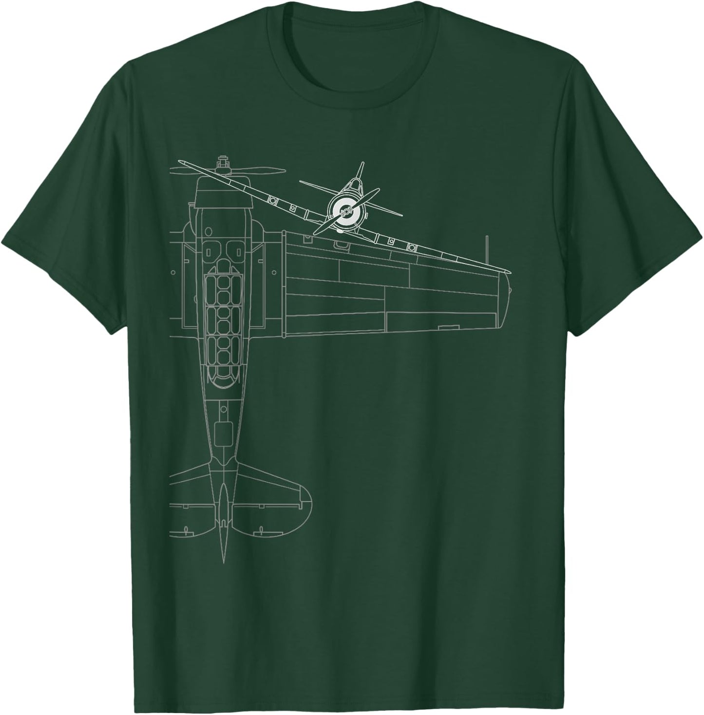 T-6 Texan Line Drawing T-Shirt - T-Shirt | Forest