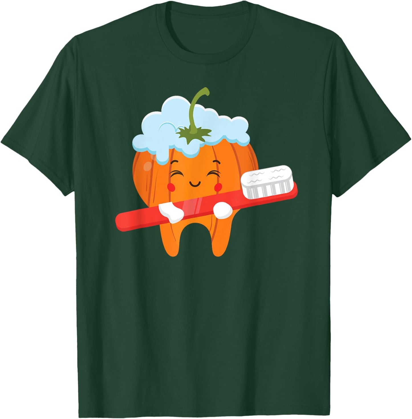 Tooth-brush Pumpkin Lazy DIY Halloween Costume Funny Dental T-Shirt - T-Shirt | Forest