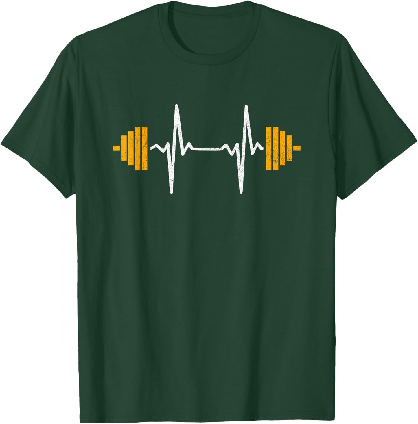 Barbell Weightlifting Heartbeat Shirt - Bodybuilding T-Shirt - T-Shirt | Forest