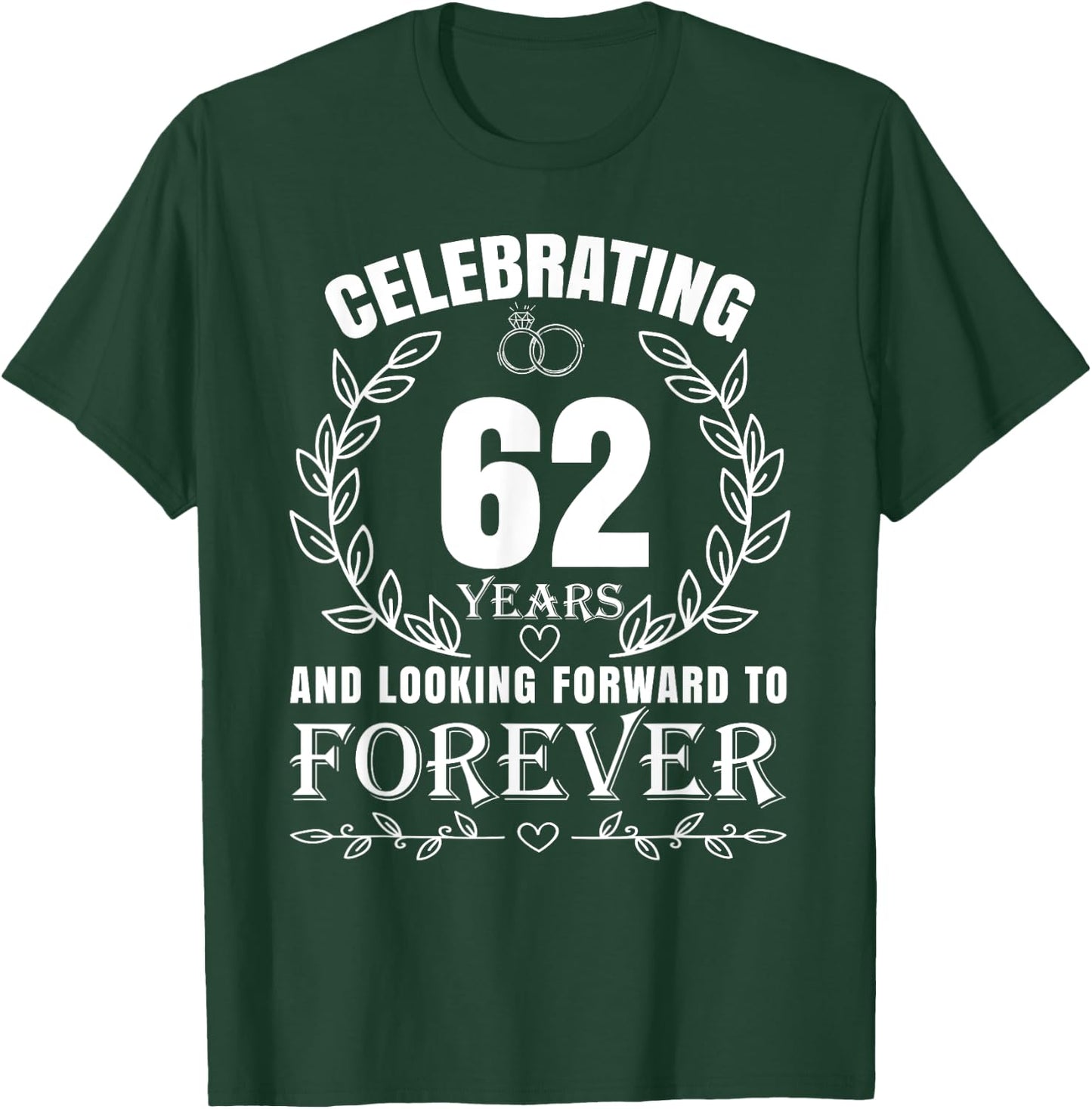 Cute 62nd Wedding Anniversary for Couples Married 62 year T-Shirt - T-Shirt | Forest