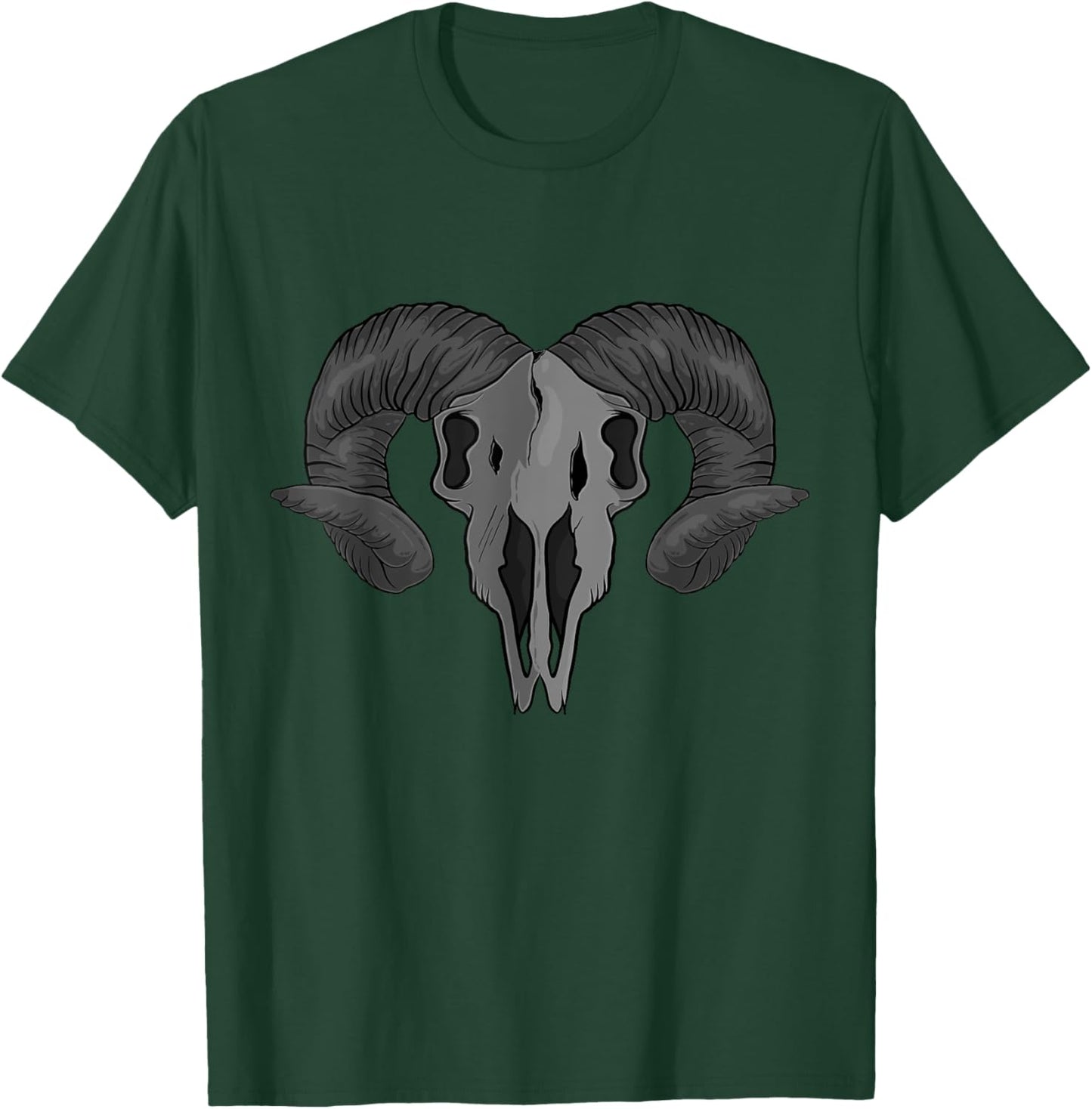 Ram Skull Heavy Metal Rock and Tattoo Lovers Aries Skull T-Shirt - T-Shirt | Forest
