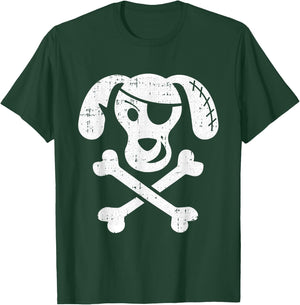 Dog Pirate Lazy Halloween Costume Puppy Skull Cross-bones Women Kids T-Shirt - T-Shirt | Forest