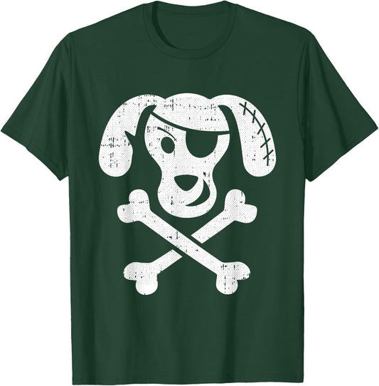 Dog Pirate Lazy Halloween Costume Puppy Skull Cross-bones Women Kids T-Shirt - T-Shirt | Forest