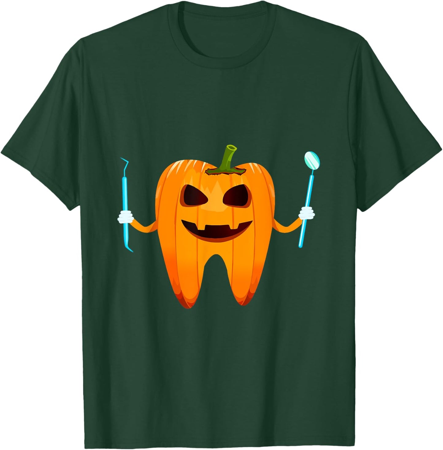 Funny Dental Halloween Tooth Pumpkin Dentist Halloween Gift T-Shirt - T-Shirt | Forest