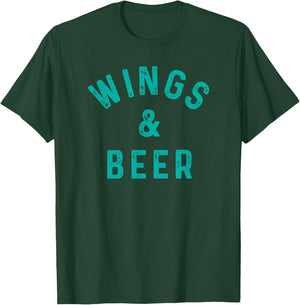 Wings & Beer Funny Buffalo Chicken and Beer Drinker T-Shirt - T-Shirt | Forest