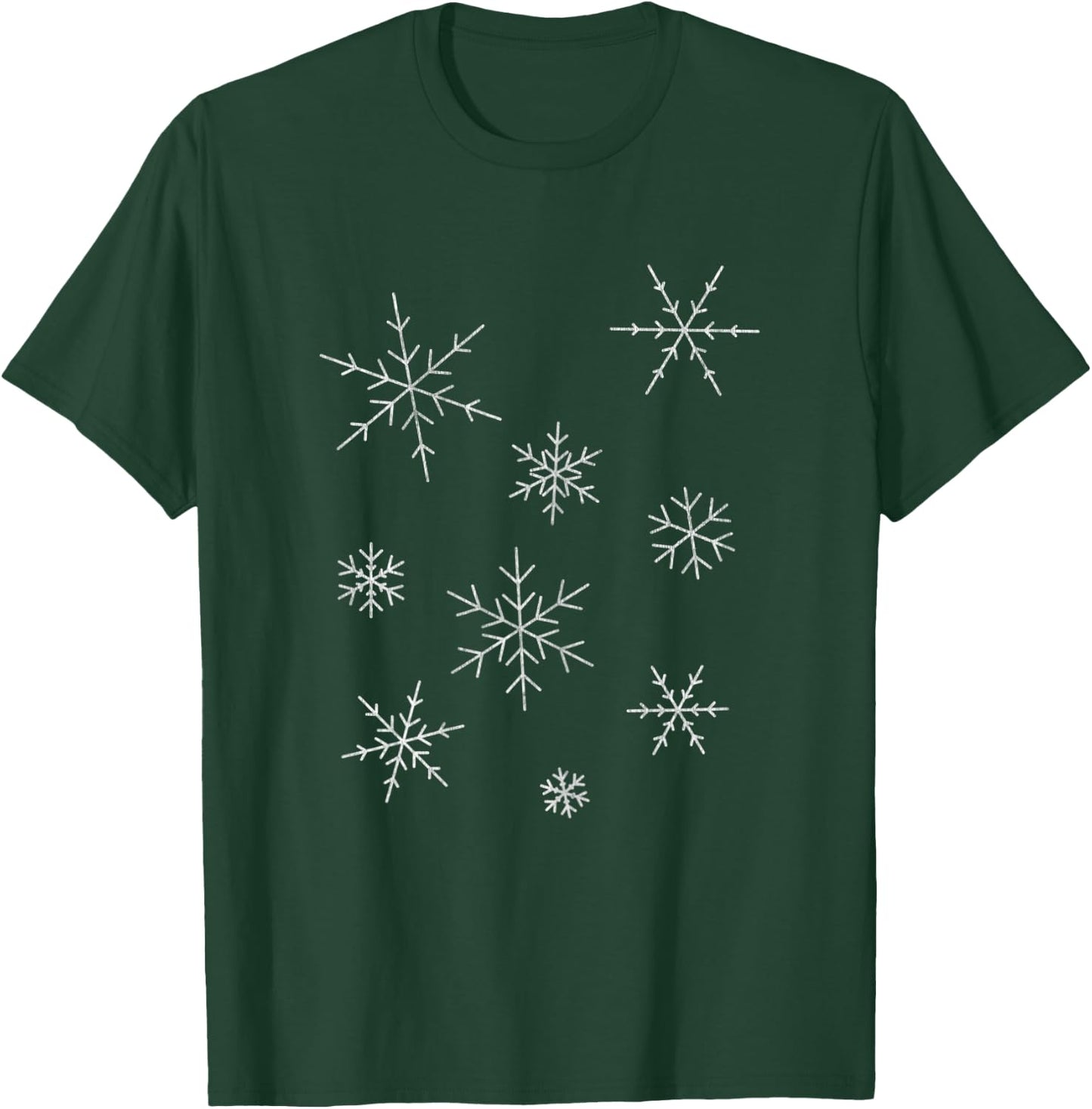 Winter Big White Snowflake Ugly Christmas Distressed T-Shirt - T-Shirt | Forest