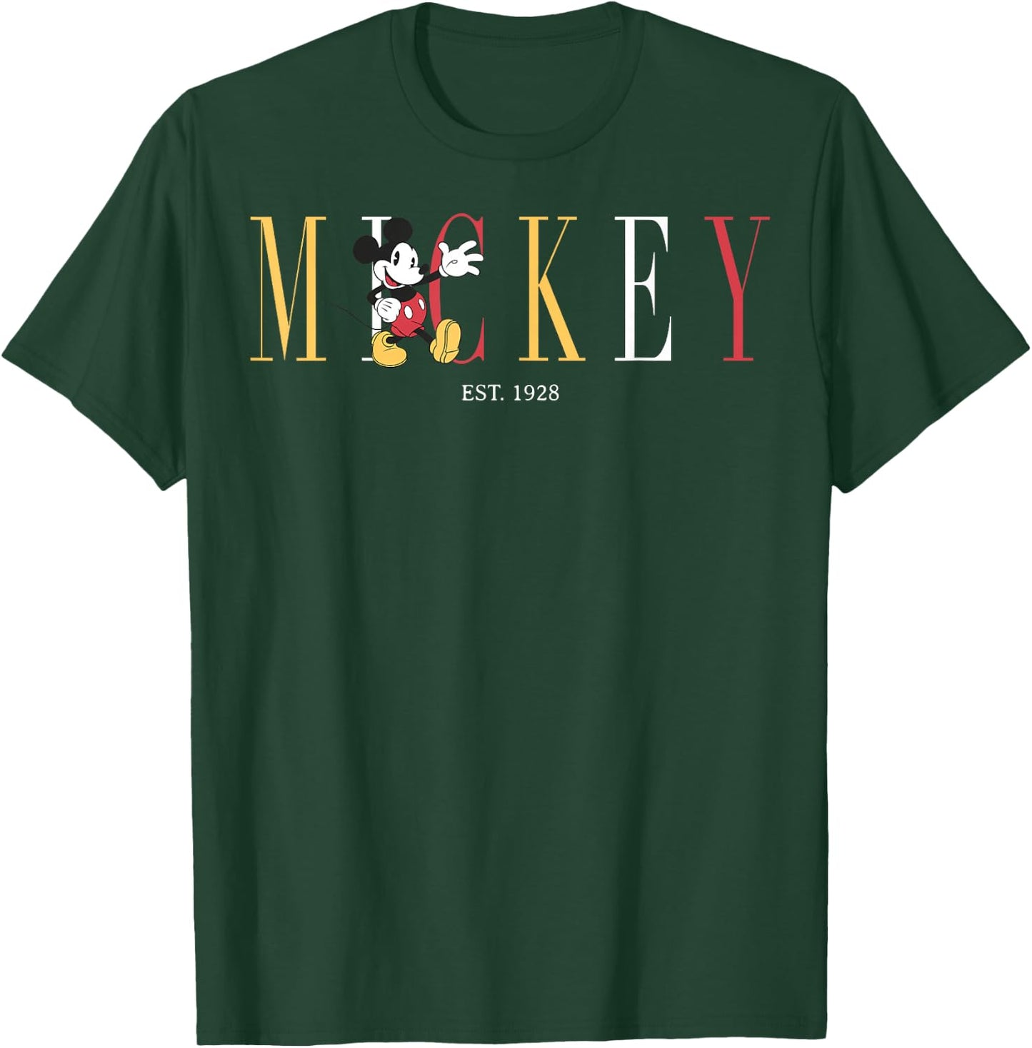 Disney Classic Disney Mickey And Friends Mickey Mouse Est 1928 Simple Text T Shirt, Blue, Small US T-Shirt - T-Shirt | Forest