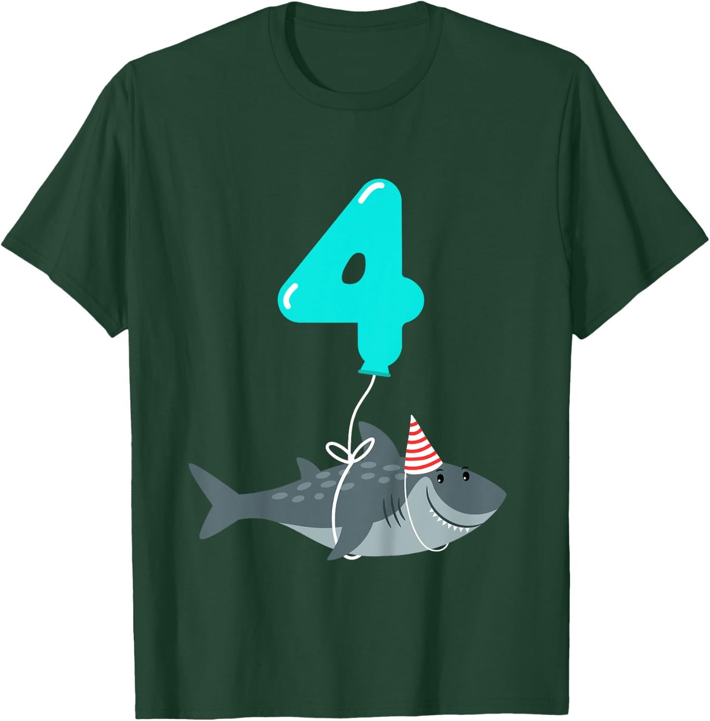 4th Birthday Shark Shirt | Cute 4 Year Old Shark Gift Shirt T-Shirt - T-Shirt | Forest
