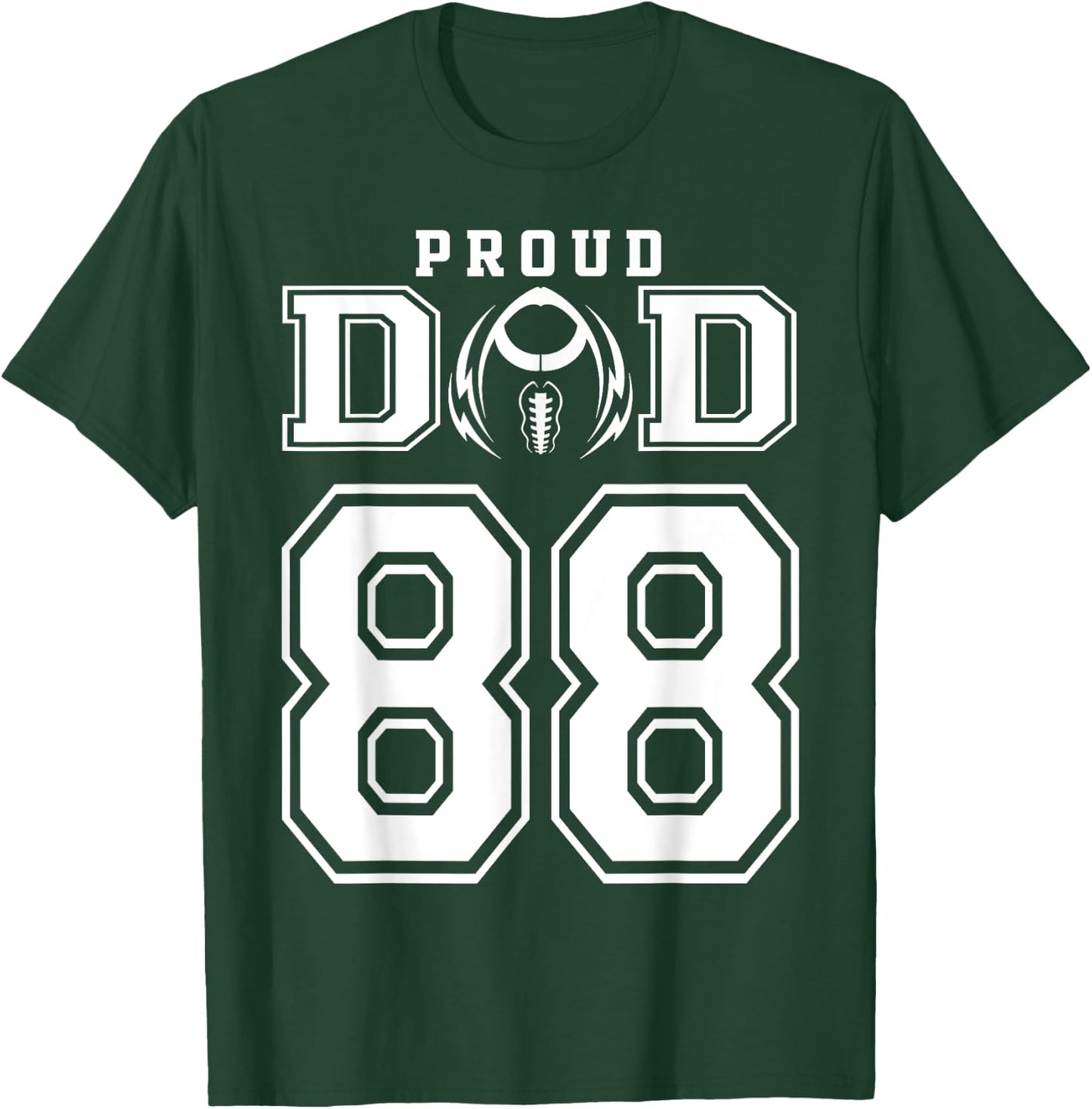 Custom Proud Football Dad Number 88 Personalized T-Shirt - T-Shirt | Forest