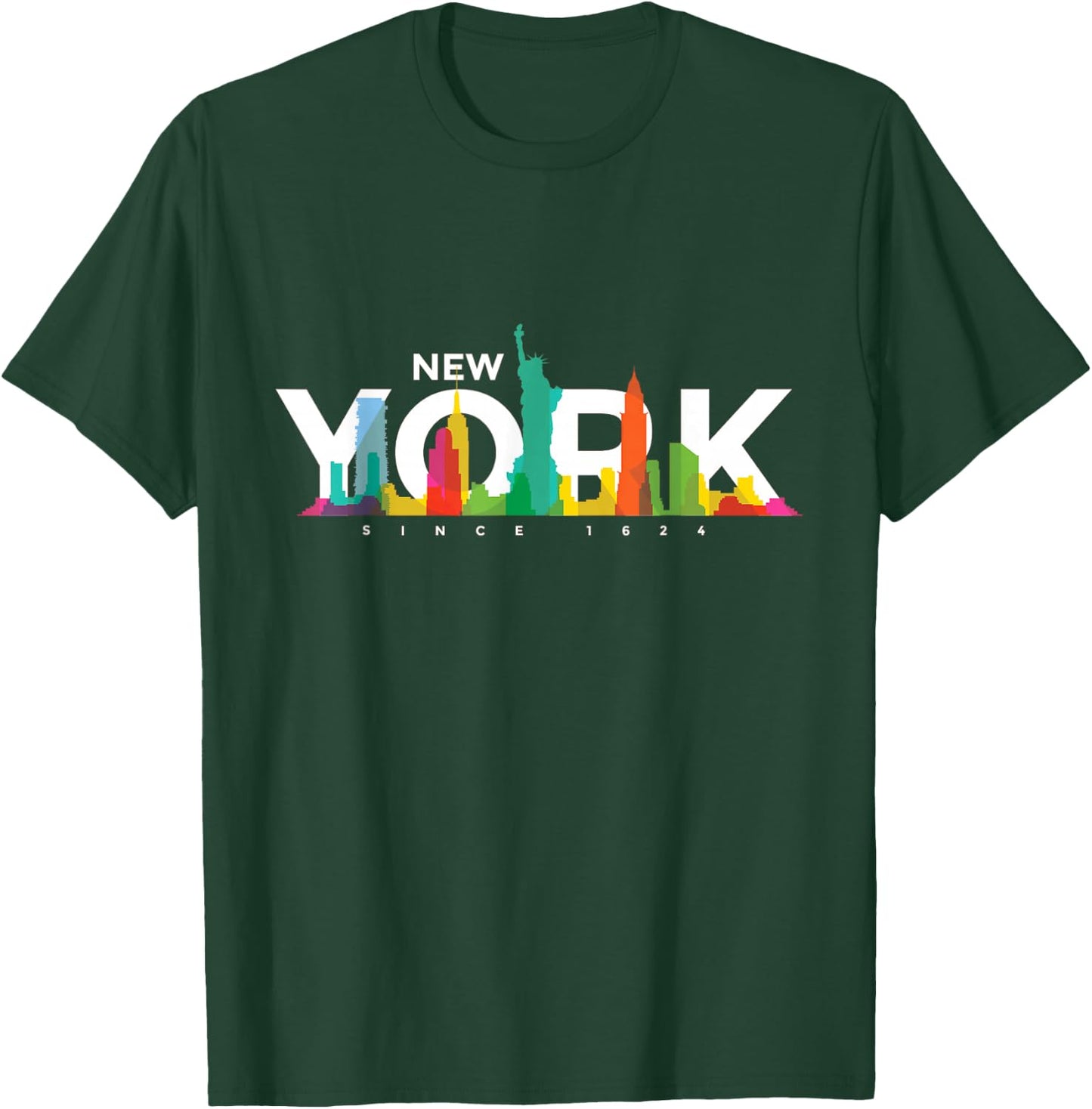 New York Skyline - NY NYC Statue of Liberty USA America T-Shirt - T-Shirt | Forest