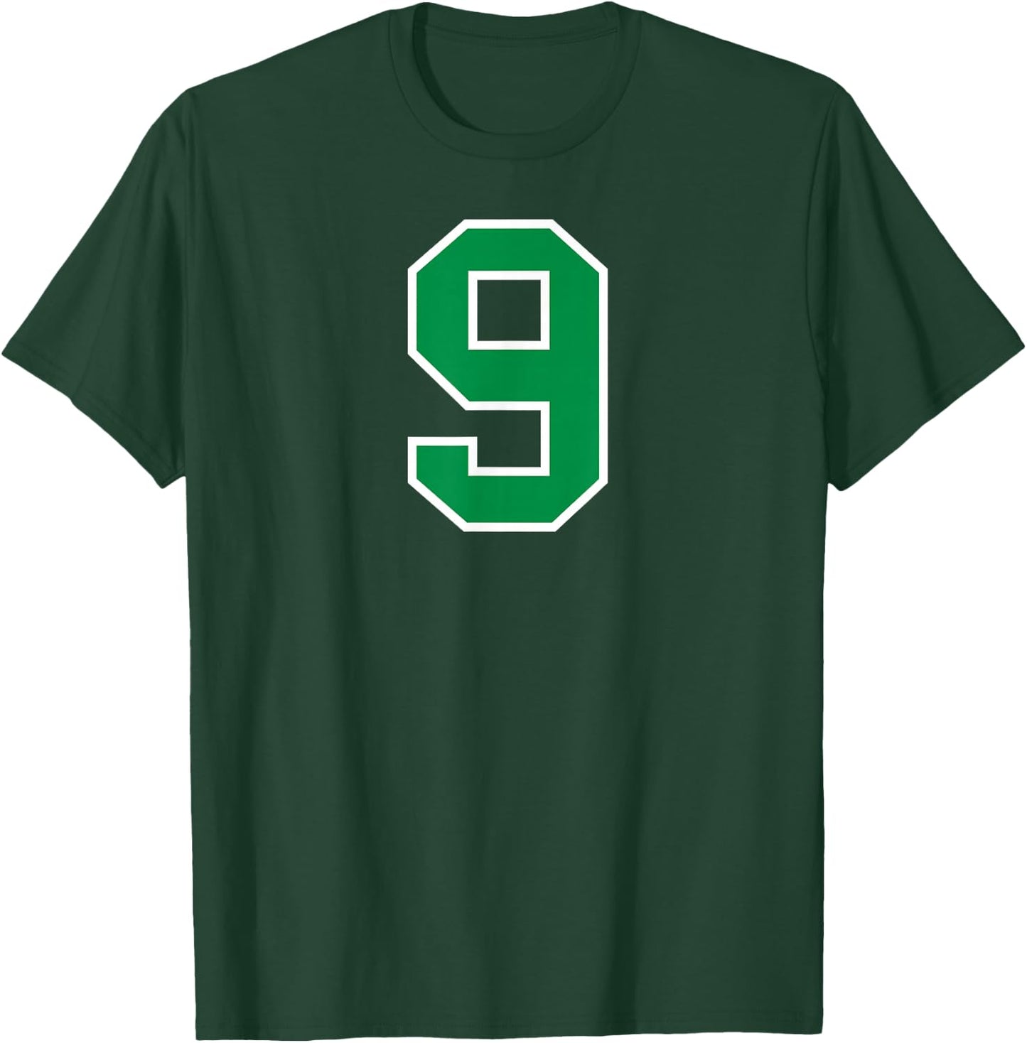 Number #9 Sport White Green Number T-Shirt - T-Shirt | Forest