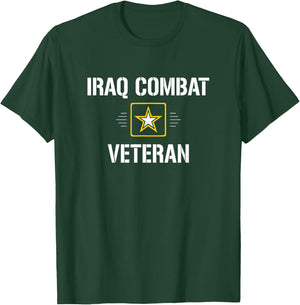 Iraq Combat Veteran - -Adults Black Cotton, Polyester Modern Classic Letter Print T-Shirt - T-Shirt | Forest