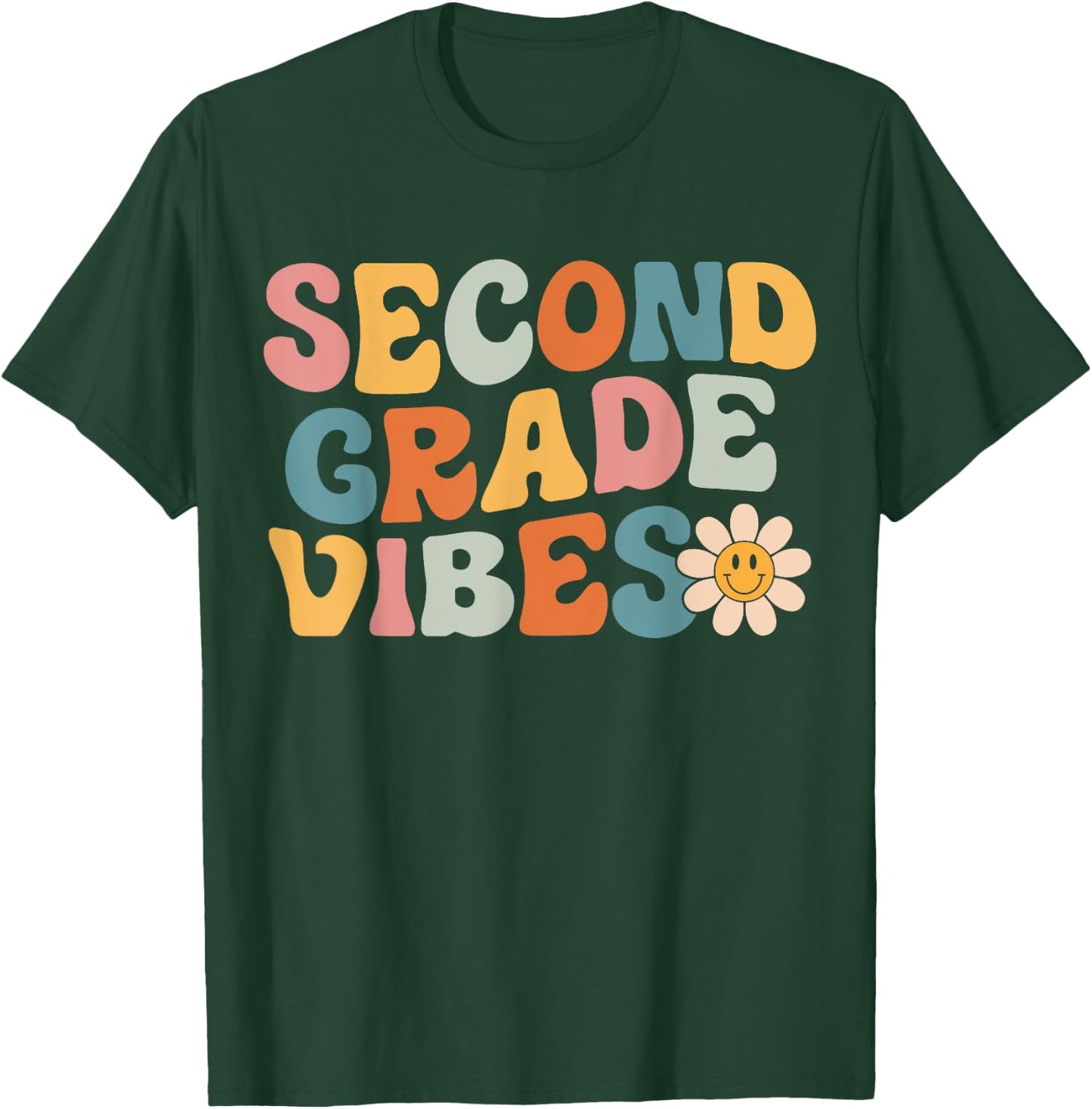 Second Grade Vibes - 2nd Grade Team Retro 1st Day of School T-Shirt - T-Shirt | Forest