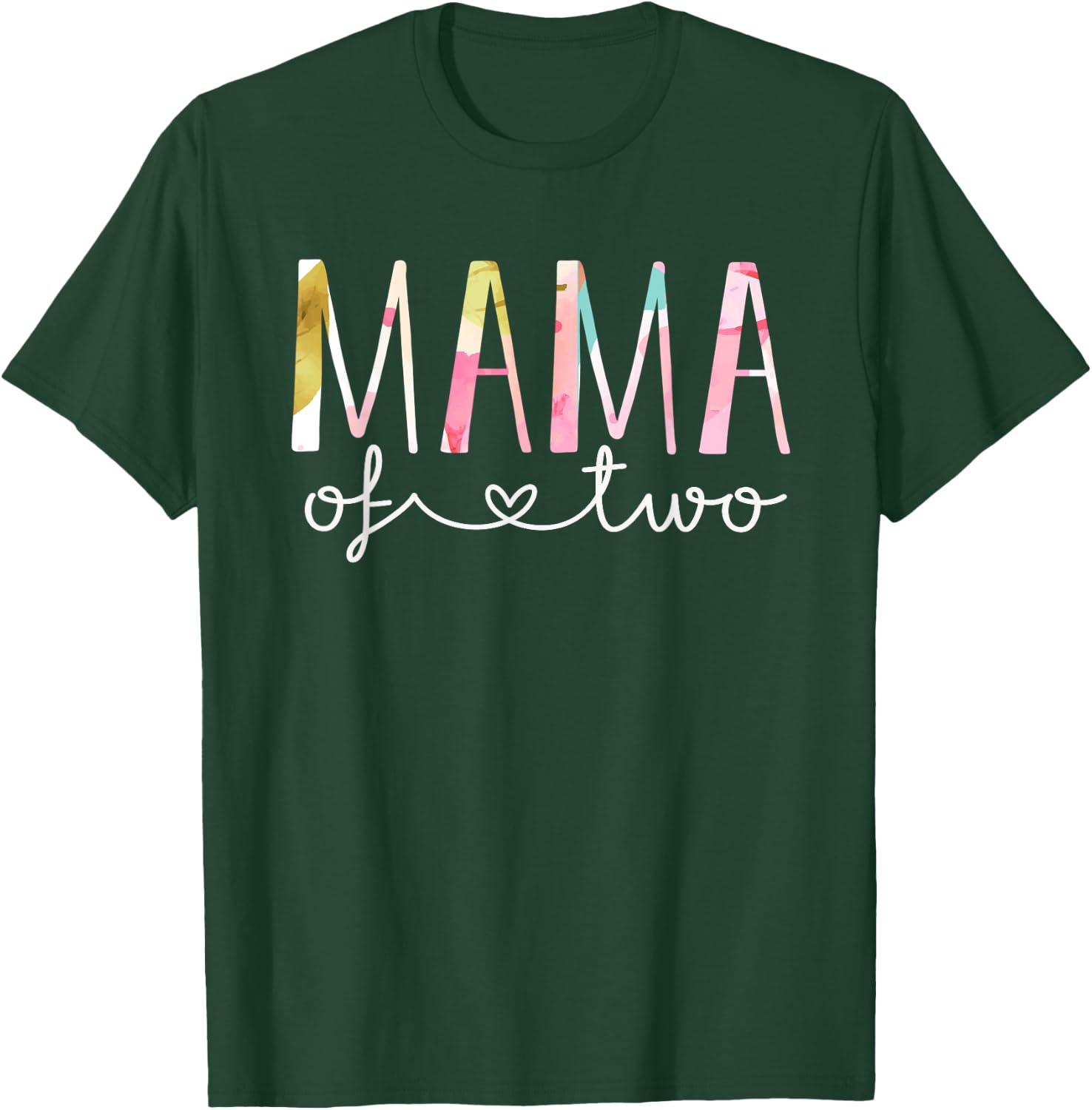 Mama of Two Cute Floral Design Twin Mom Mother Of 2 T-Shirt - T-Shirt | Forest