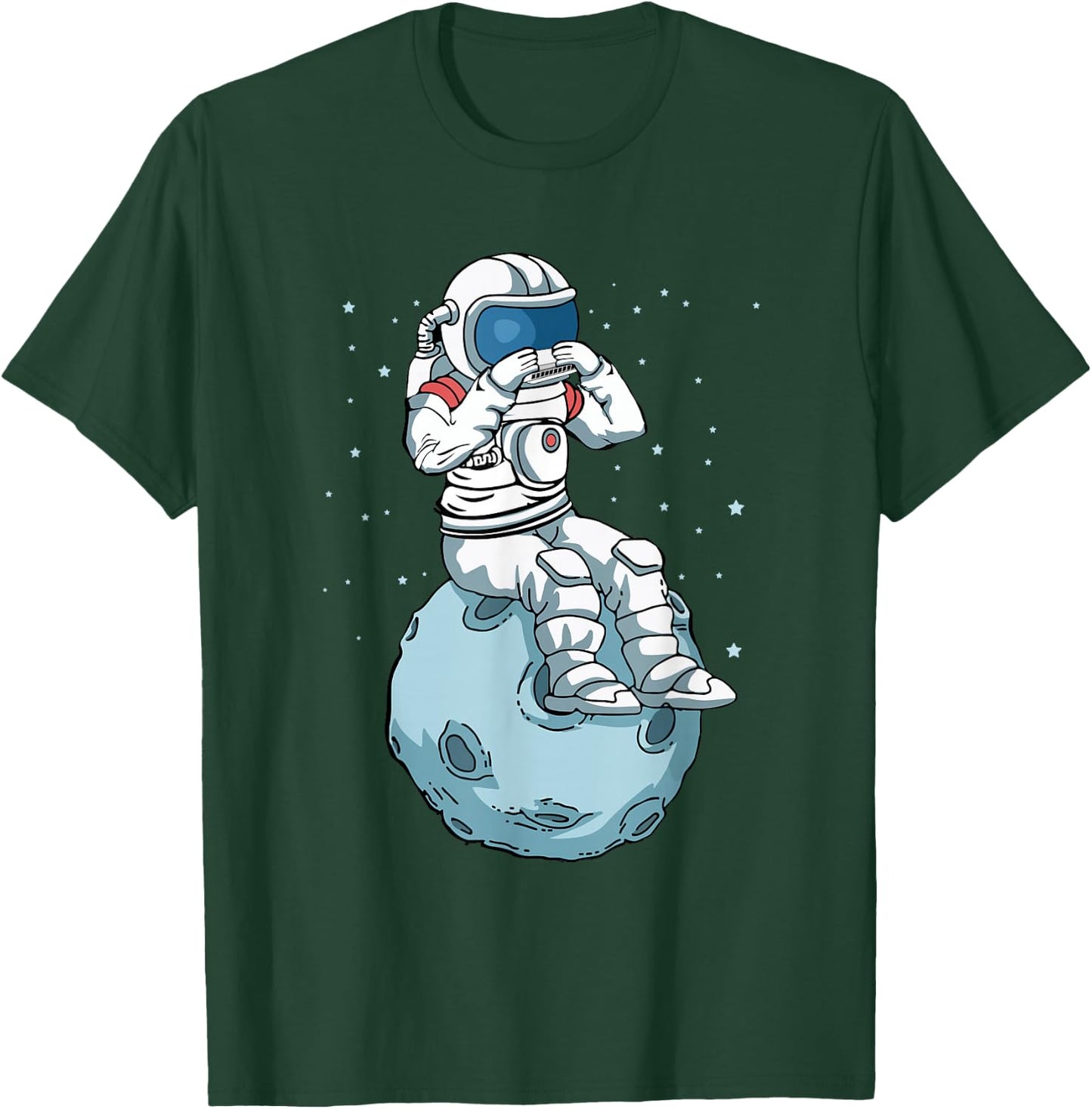 Harmonica Player Kids Astronaut Musician Harmonica T-Shirt - T-Shirt | Forest