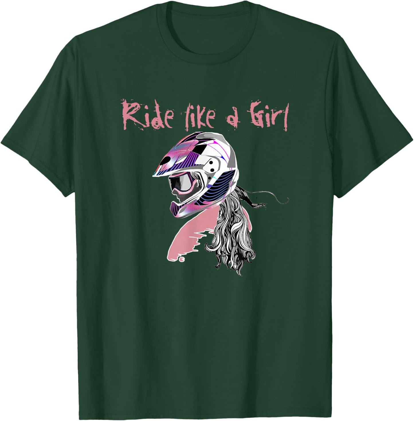 Motocross Shirt Women Dirt Bike Girls RIDE LIKE A GIRL T-Shirt - T-Shirt | Forest