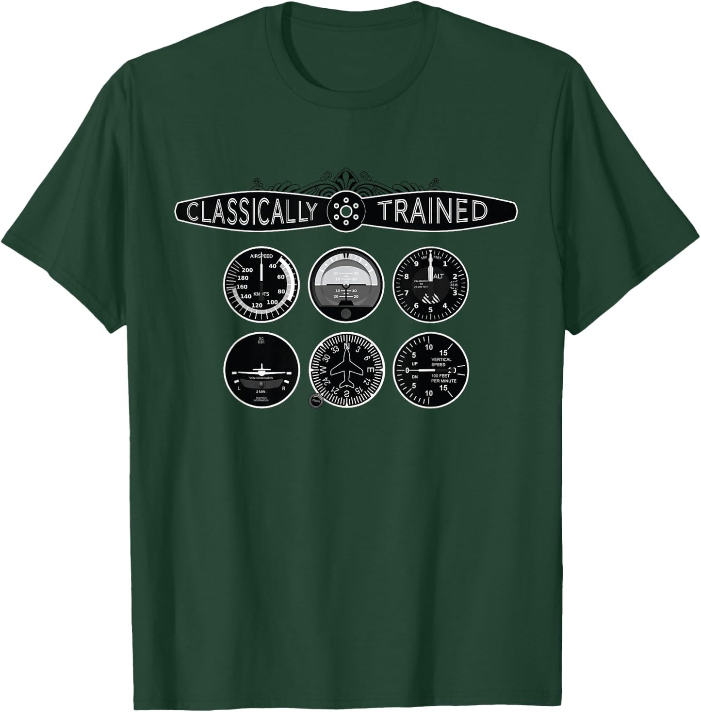 Classically Trained Pilot Six Pack Steam Gauges T-Shirt - T-Shirt | Forest
