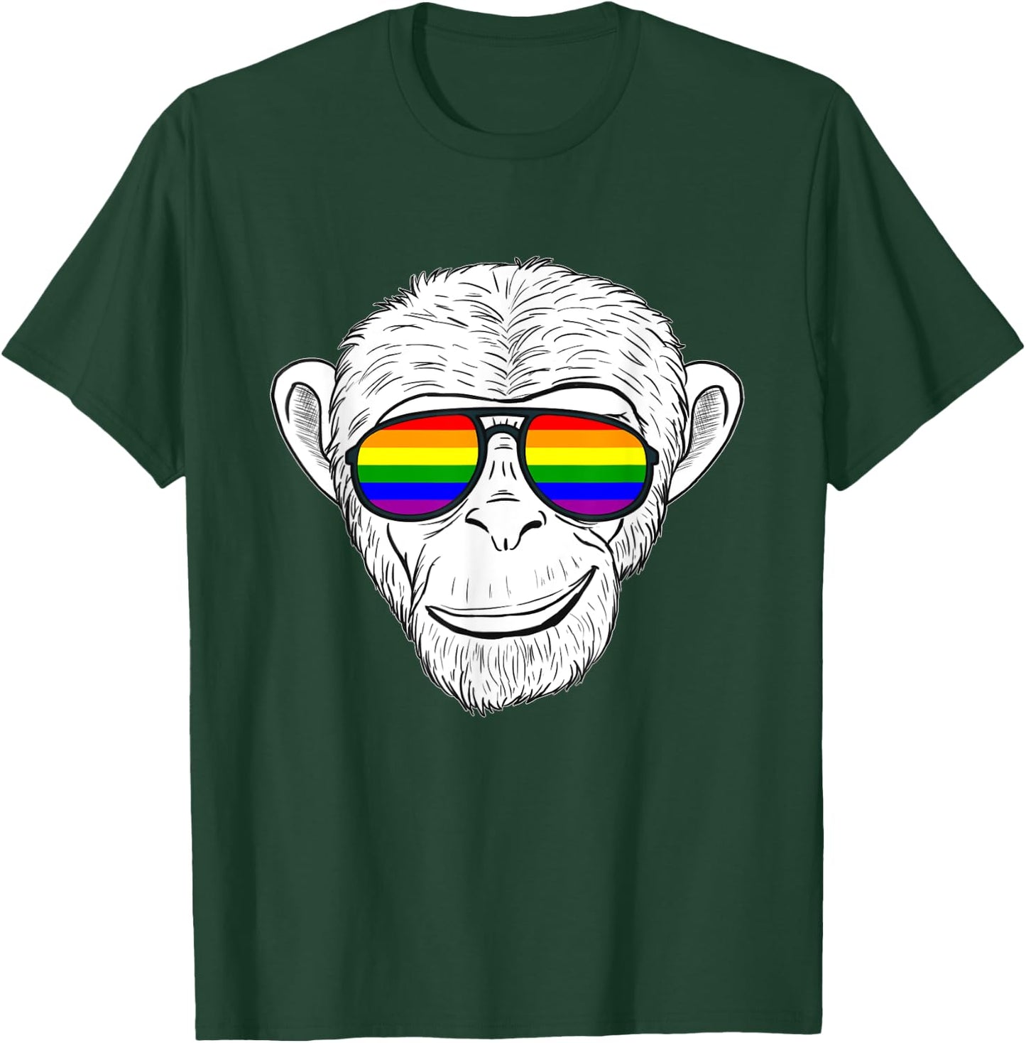 Monkey Chimp With Rainbow Sunglasses Rainbow Monkey T-Shirt - T-Shirt | Forest