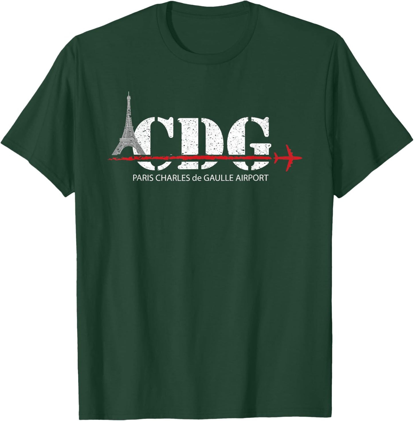Vintage Paris France CDG Eiffel Tower Airport Code T-Shirt - T-Shirt | Forest