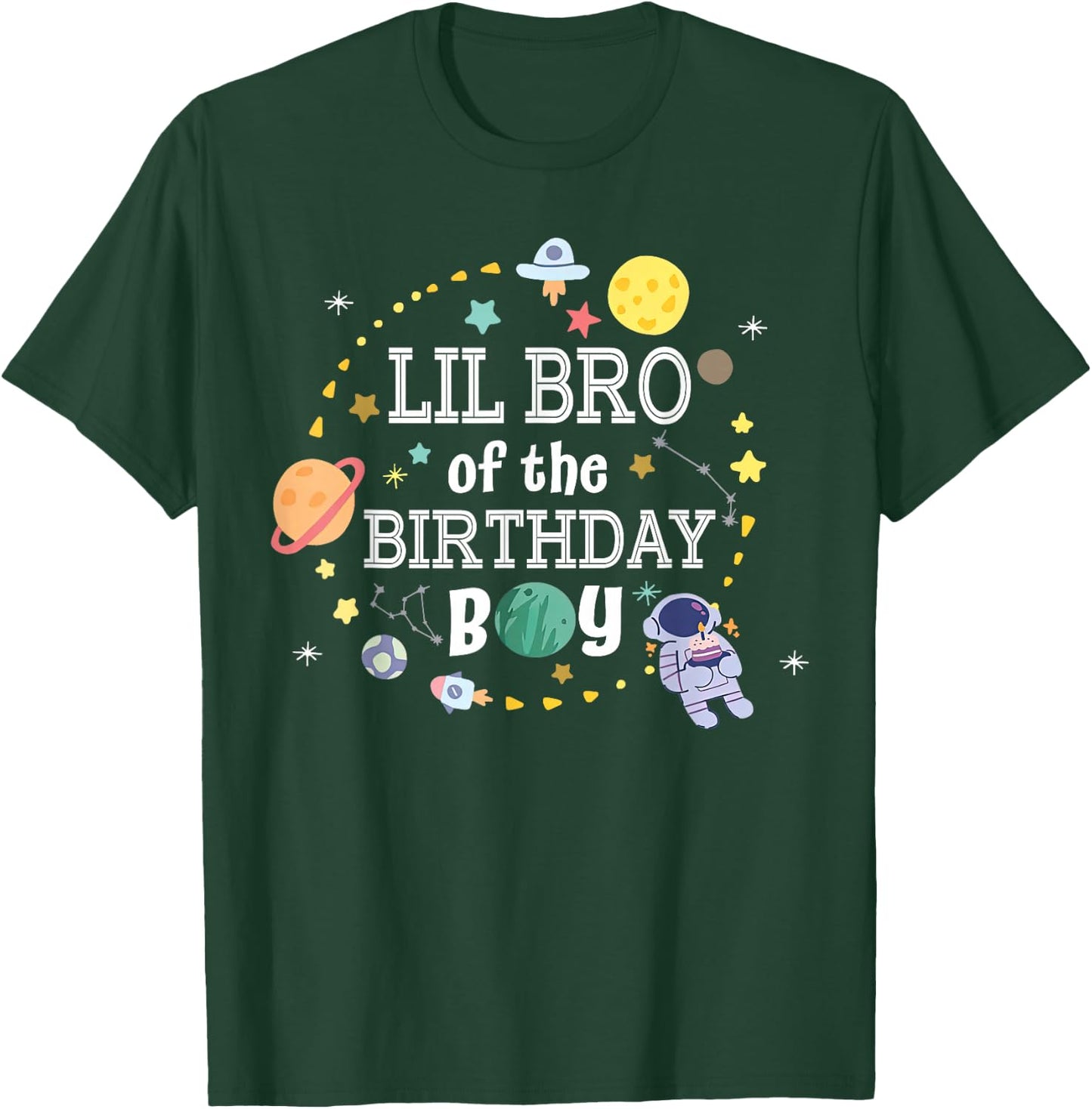 Lil Brother of The Birthday Boy Space Astronaut Birthday T-Shirt - T-Shirt | Forest