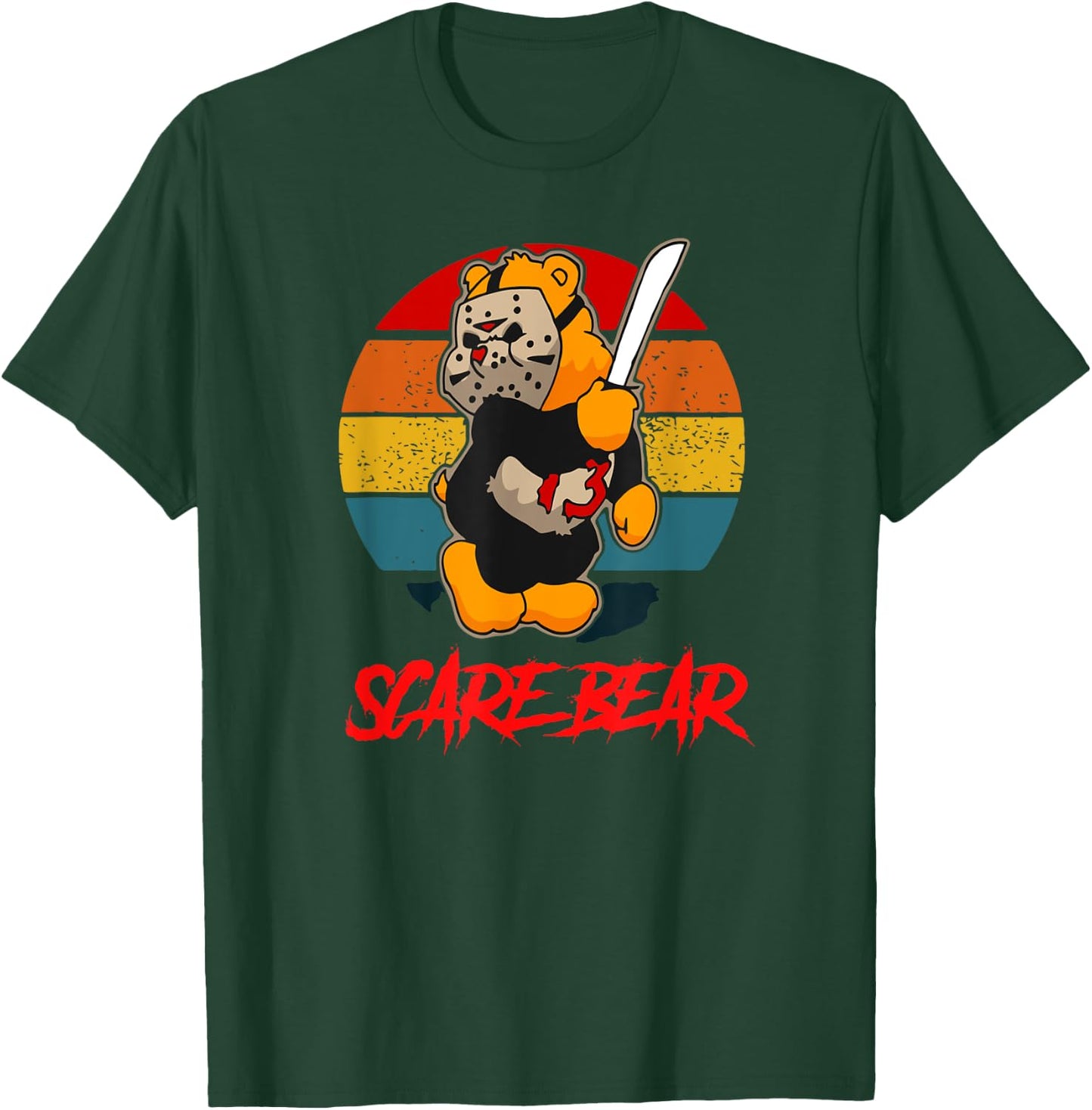 Scare Bear Horror Bear With Knife Spooky Halloween T-Shirt - T-Shirt | Forest