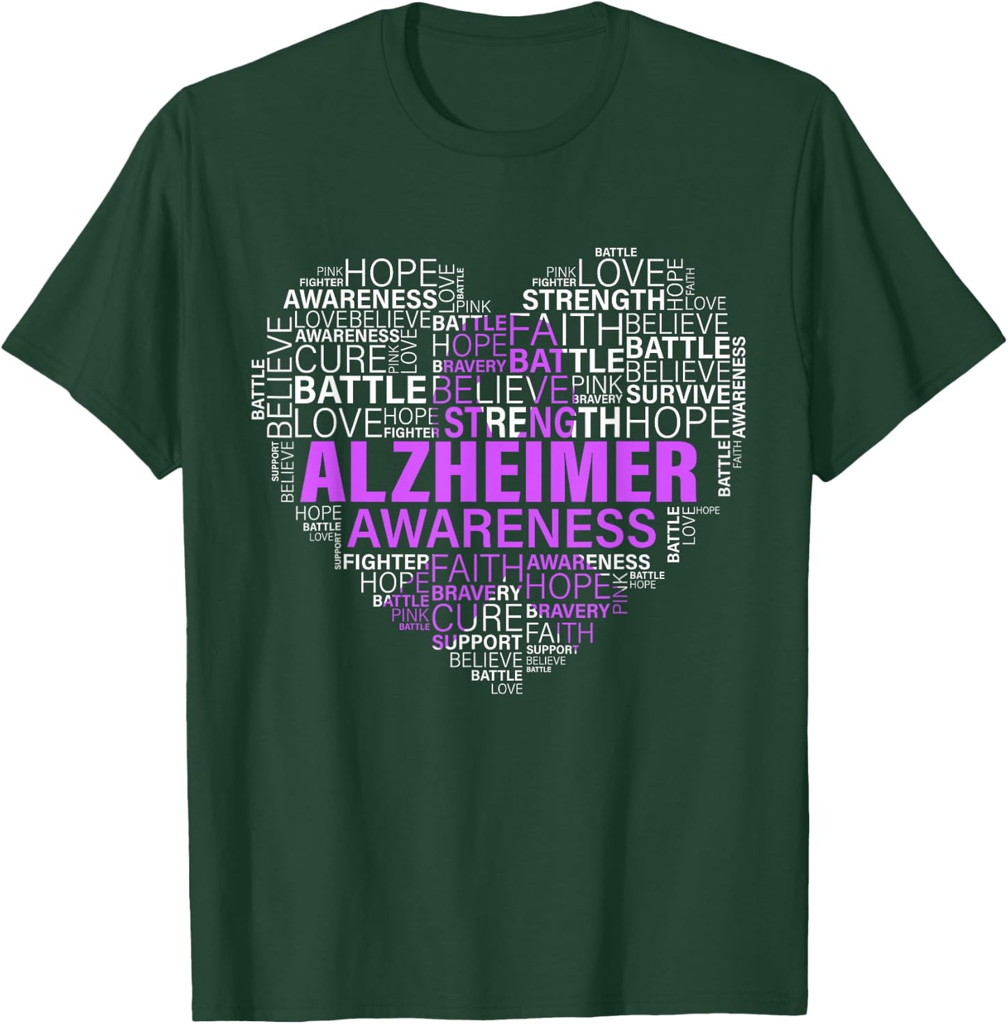 Alzheimer Awareness Words Support Proud Alzheimer Warrior T-Shirt - T-Shirt | Forest