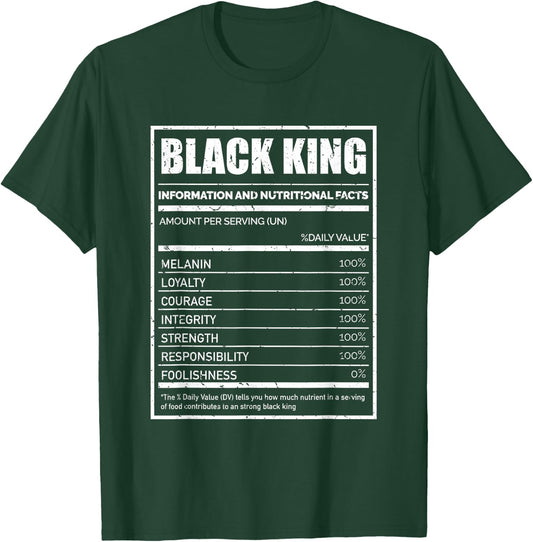 Black King Shirt - Black King Nutritional Facts T-Shirt - T-Shirt | Forest