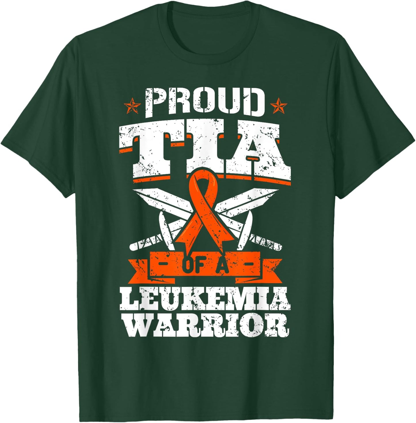 Proud Tia Of A Leukemia Warrior Aunt Awareness Blood Cancer T-Shirt - T-Shirt | Forest