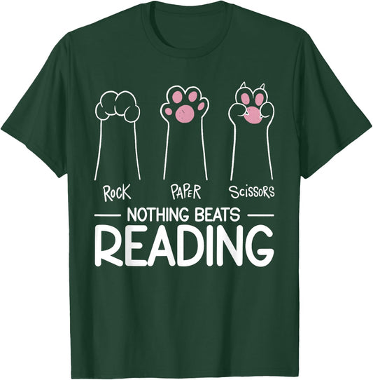 Book Reading Literature Bookworm Bibliophiles Nothing Beats Reading - Black - Small - -Adults - Short Sleeve - Modern - Literature - Kids - Cotton 65%, Polyester 35% T-Shirt - T-Shirt | Forest
