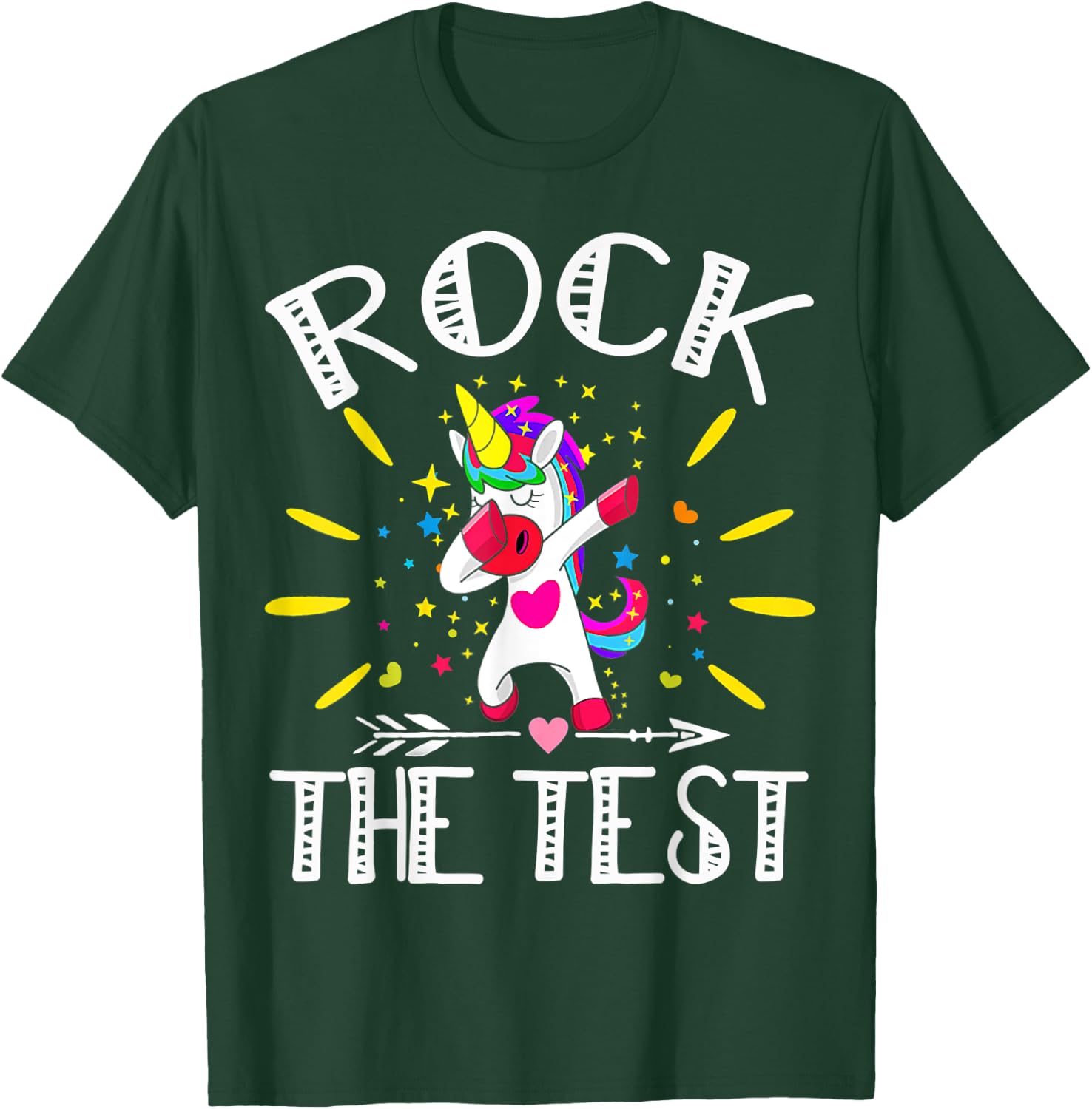 Test Day Rock The Test Teacher Testing Day Unicorn Teacher T-Shirt - T-Shirt | Forest
