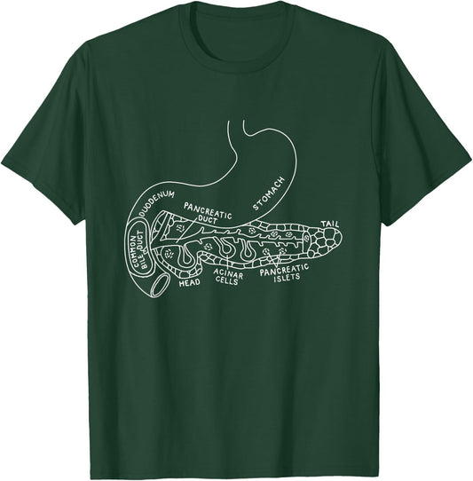 Pancreas Anatomy Pancreatic Pancreatitis Endocrinologist T-Shirt - T-Shirt | Forest