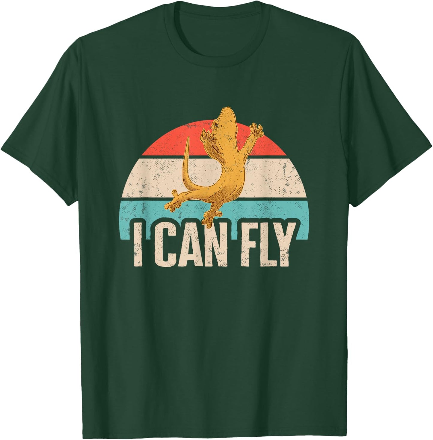 Reptile Lizard Gifts & Crested Gecko Shirts I Can Fly Retro Crested Gecko Black -Adults Small Classic Fit Short Sleeve Cotton 60% Polyester 40% T-Shirt - T-Shirt | Forest