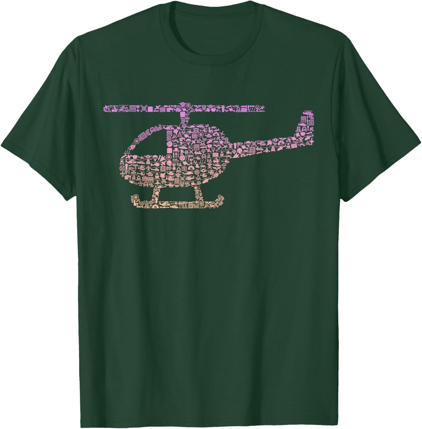 Chopper Silhouette Helicopter Pilot Gear | Girls Helicopter T-Shirt - T-Shirt | Forest