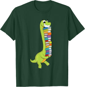 Teachersaurus Dinosaur Teacher Shirt Dino Reading Book T-Shirt - T-Shirt | Forest