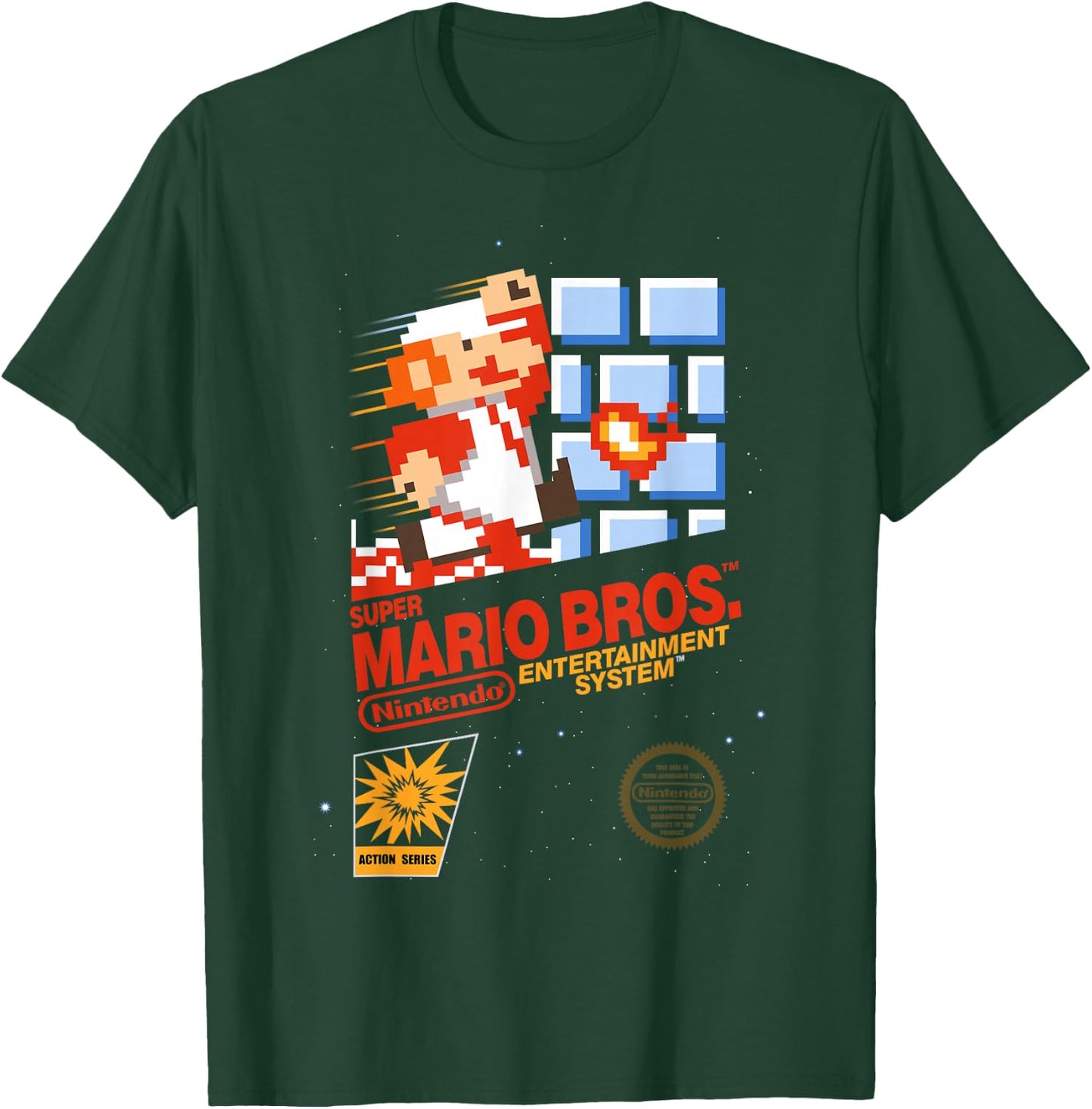 Super Mario Dashin Action Graphic , Classic Fit, , Black T-Shirt - T-Shirt | Forest